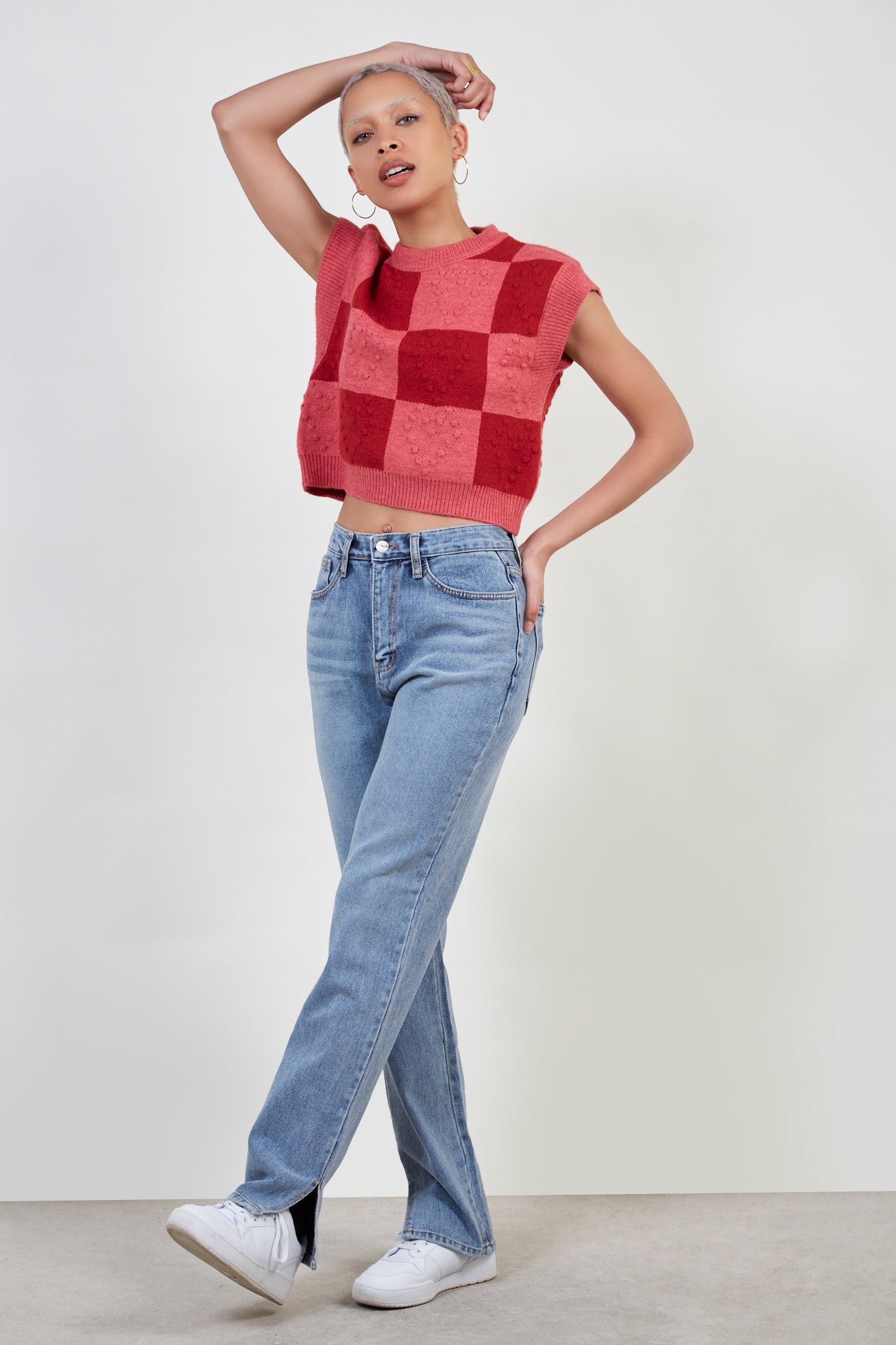 Red and pink checked heart vest_2