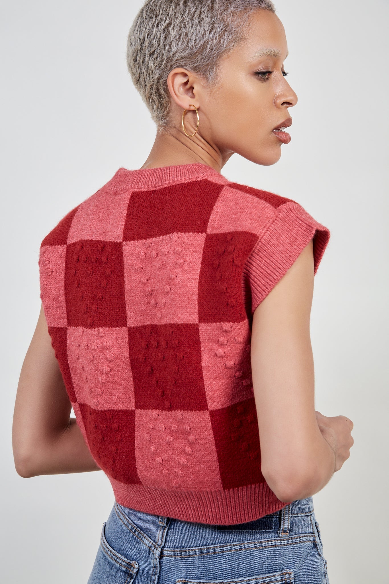 Red and pink checked heart vest_3