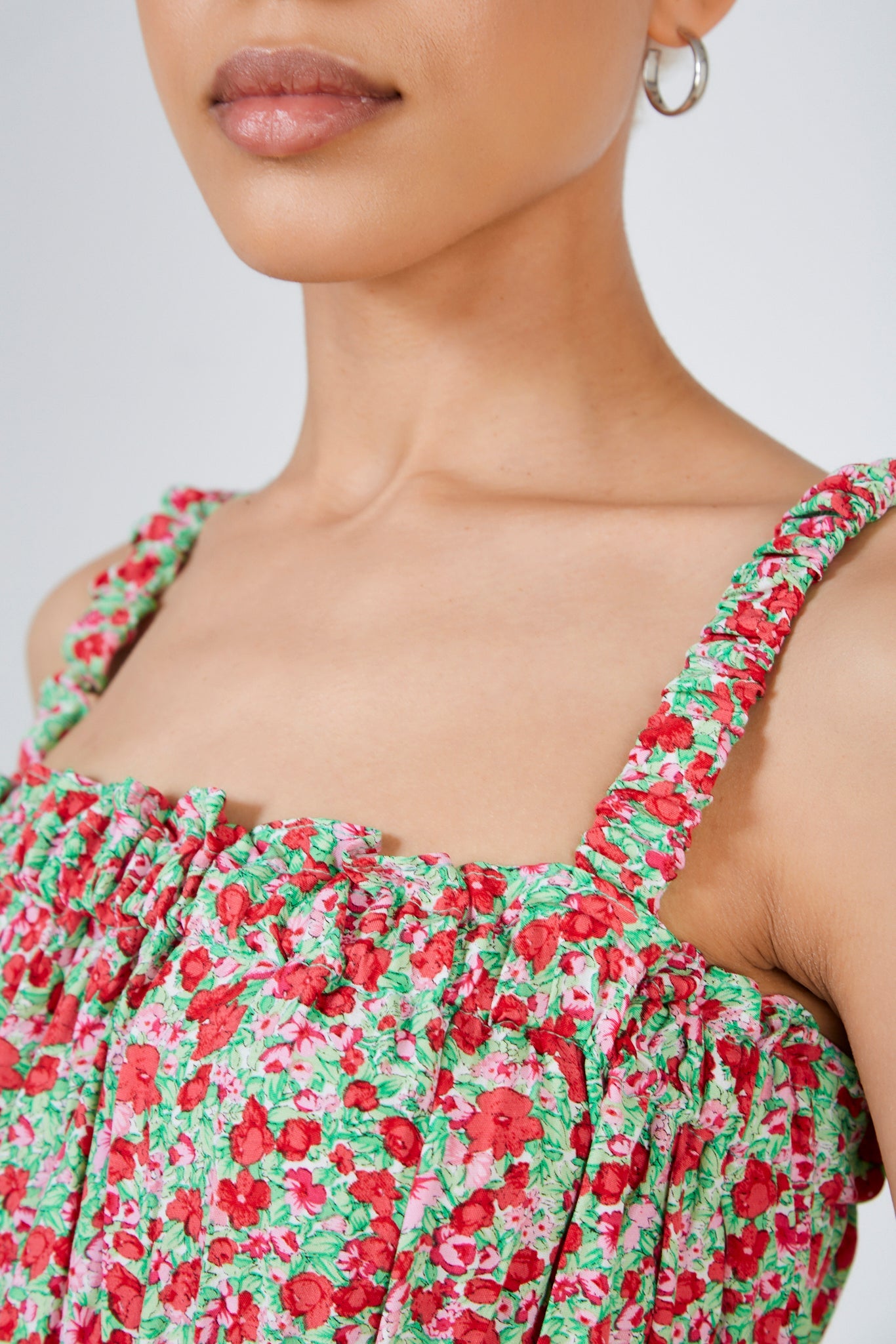 Red and pink floral print tank_5