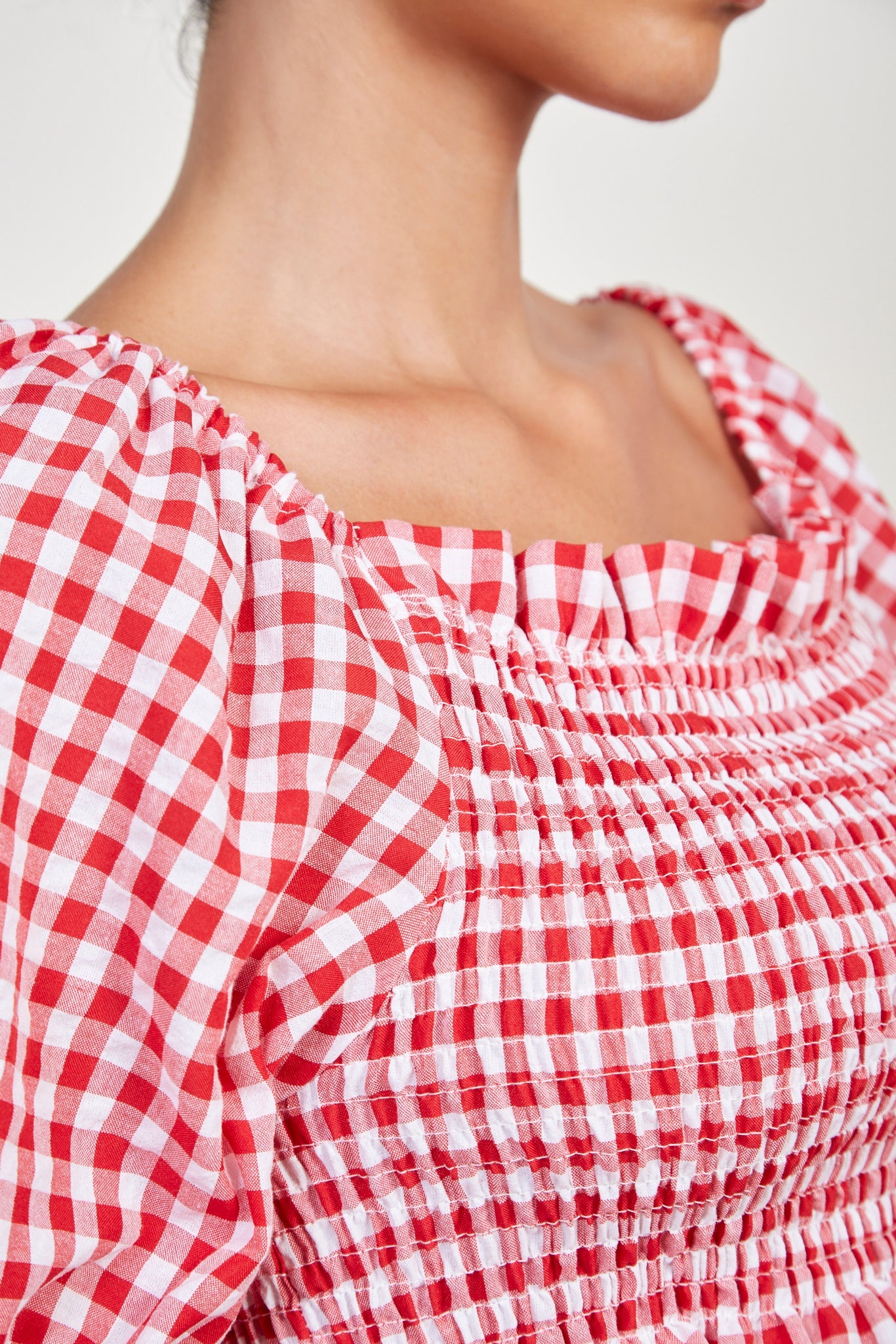Red gingham ruched top_7