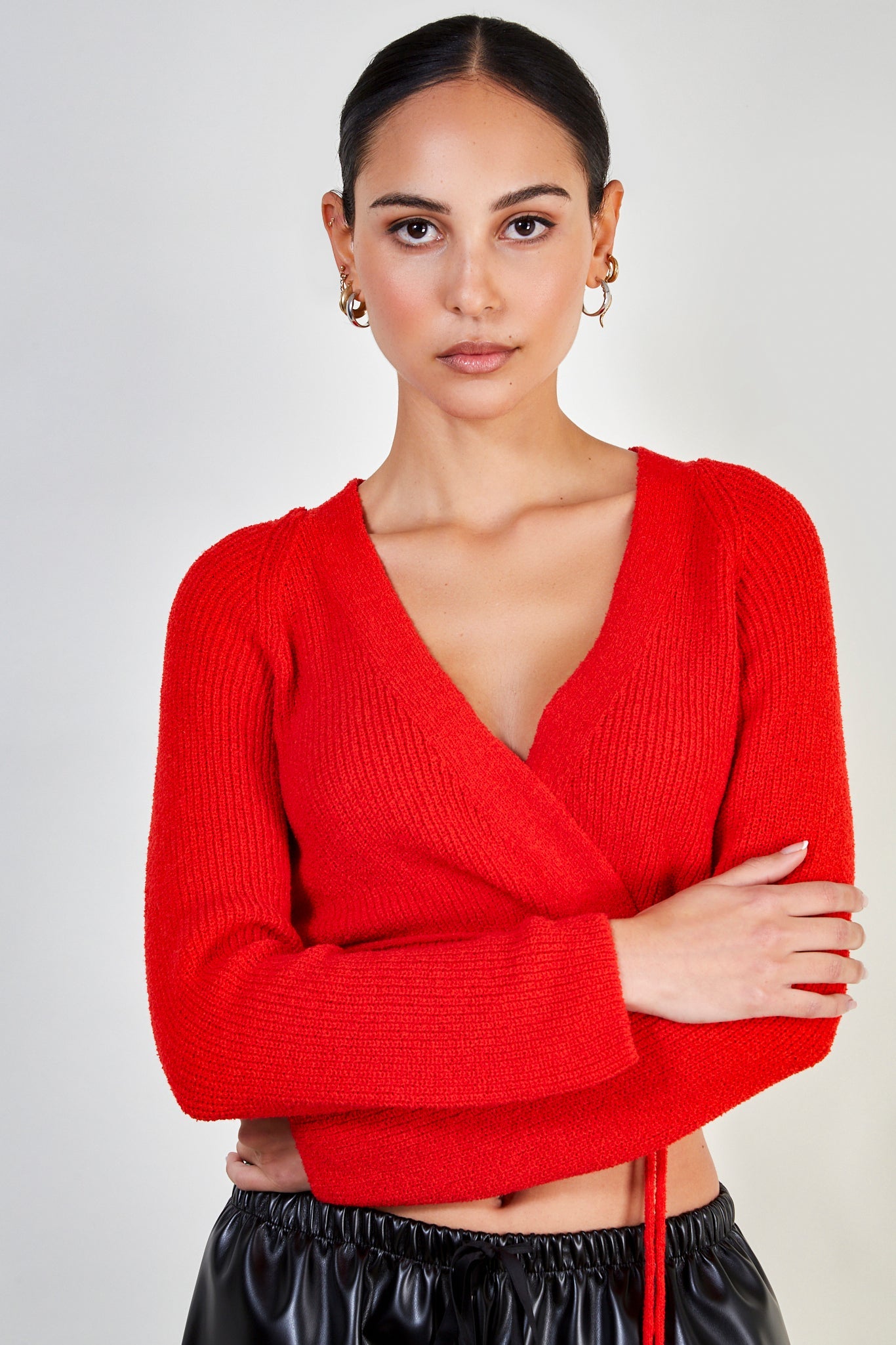 Red wrap waist cardigan_1