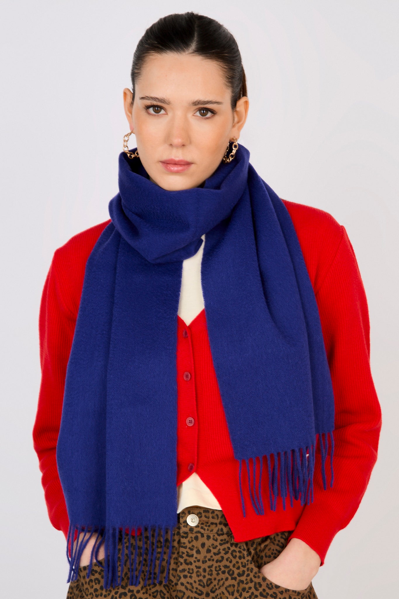 Royal blue pure wool classic scarf_3
