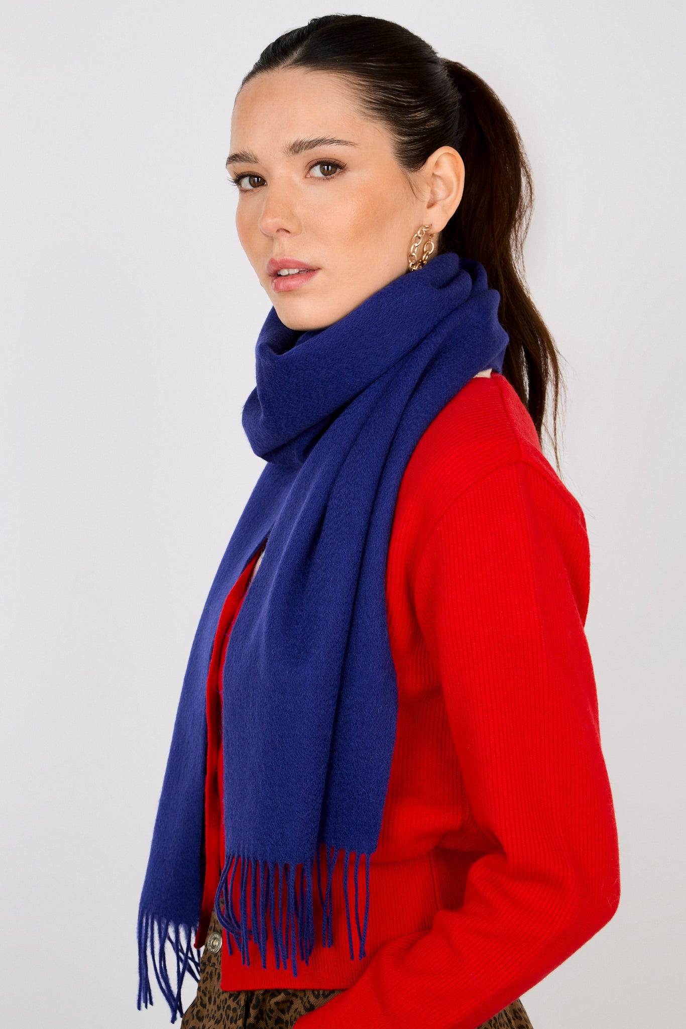 Royal blue pure wool classic scarf_4