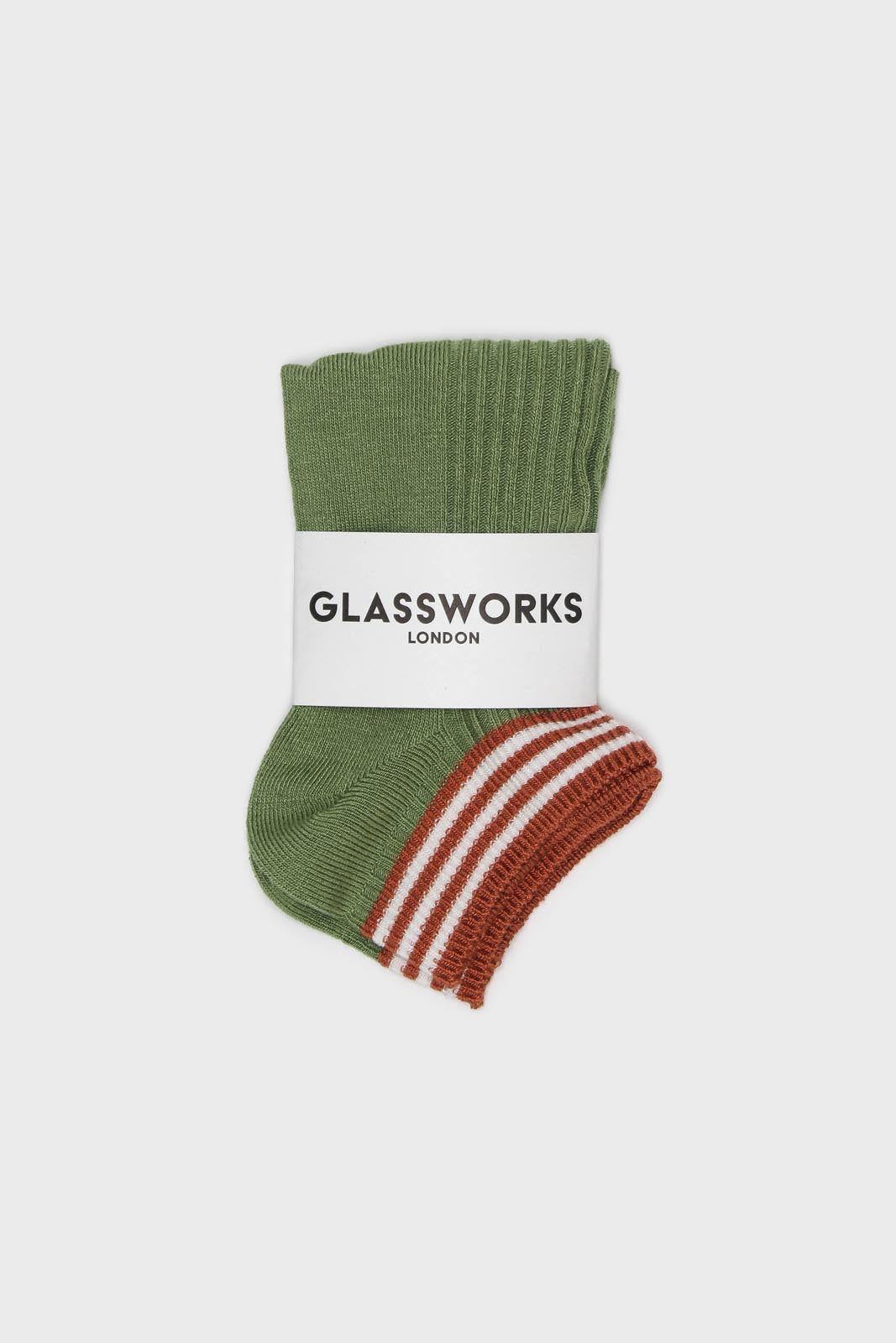 Sage and orange striped ankle socks_4