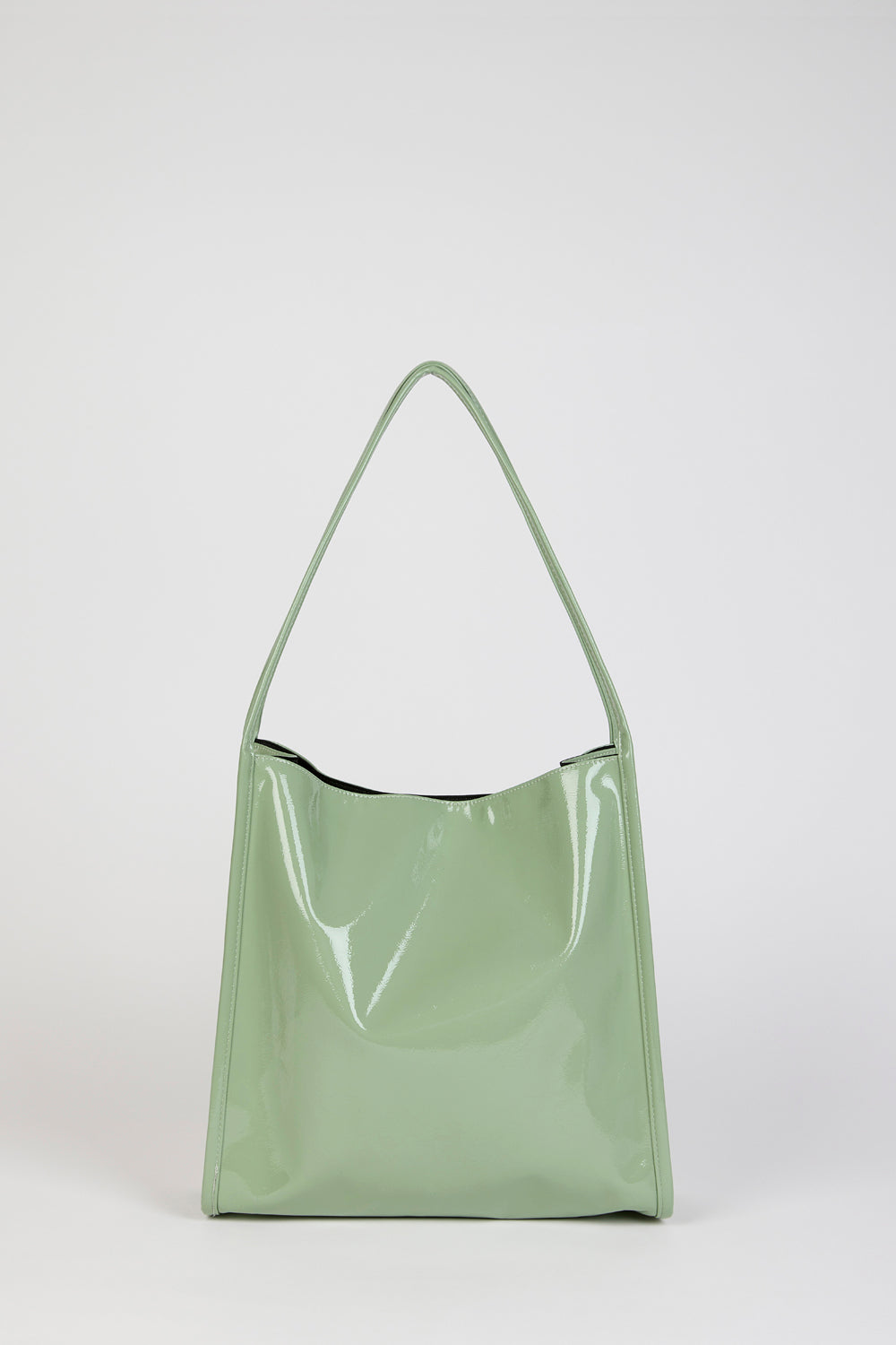 Sage green high shine PVC tote bag_1