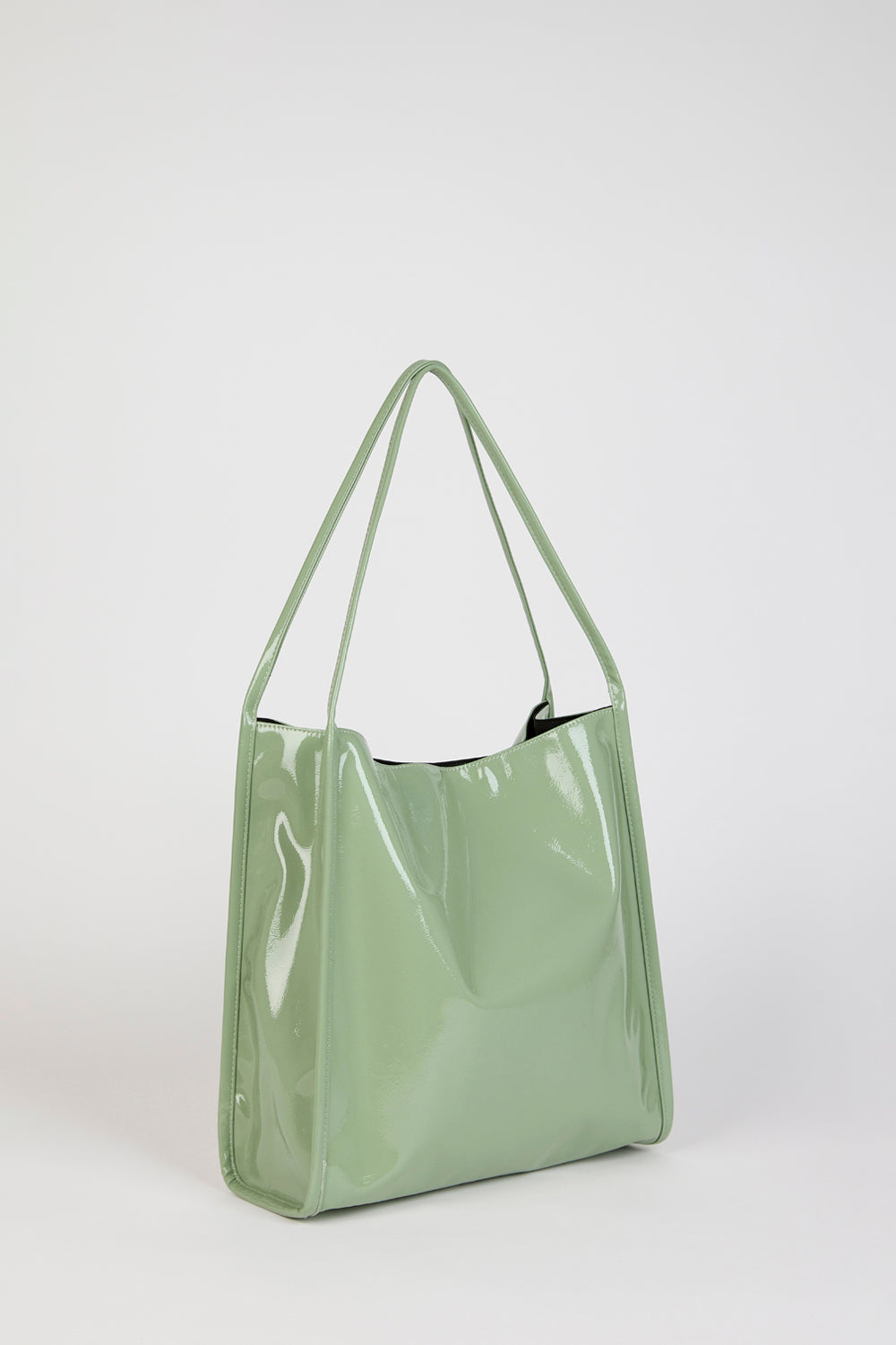 Sage green high shine PVC tote bag_2