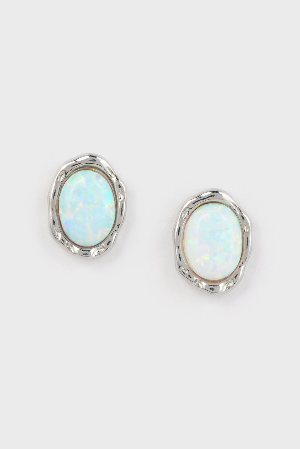 Silver irregular oval opal earrings_1
