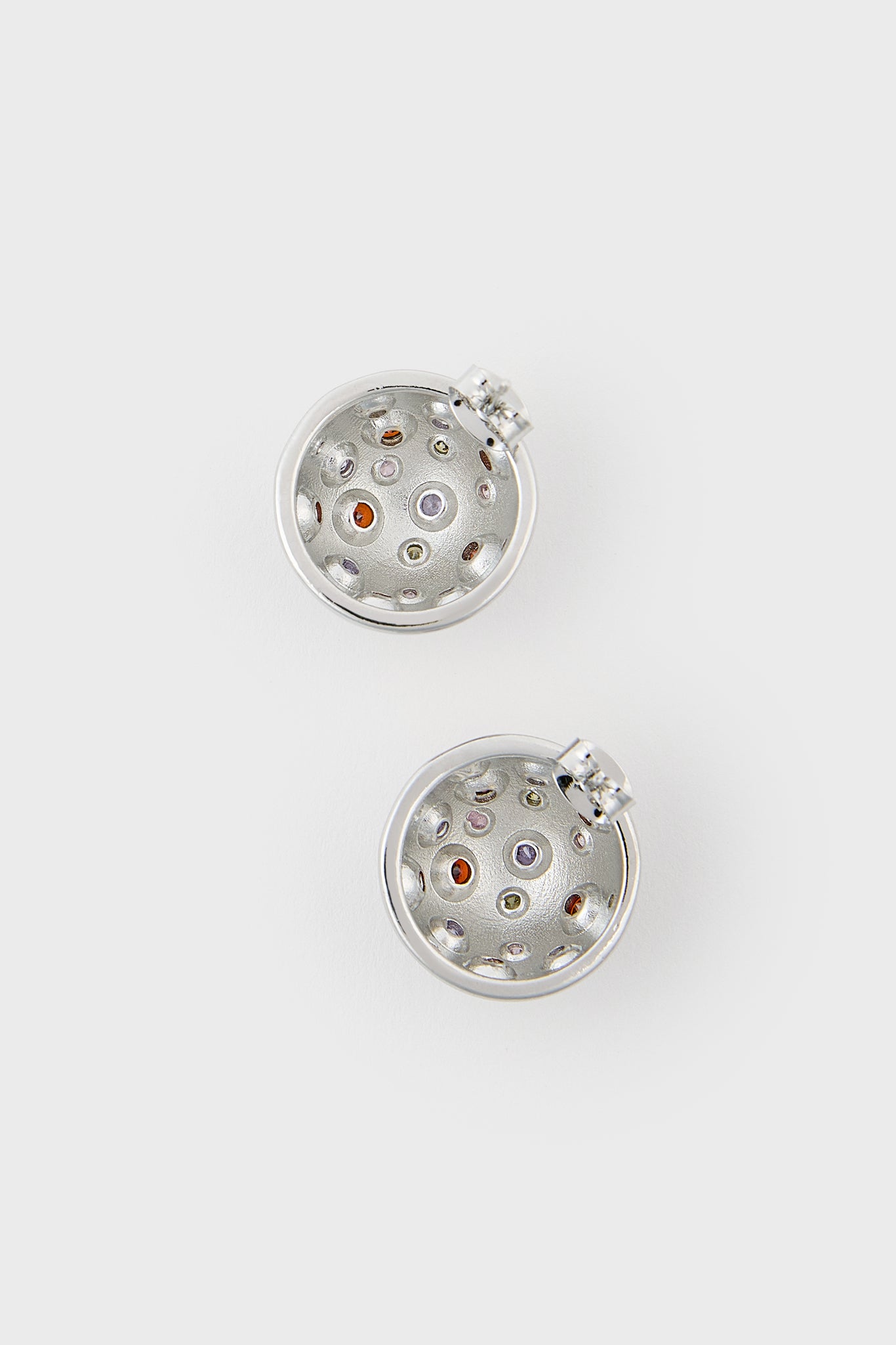 Silver multicolour diamante curved stud earrings_2