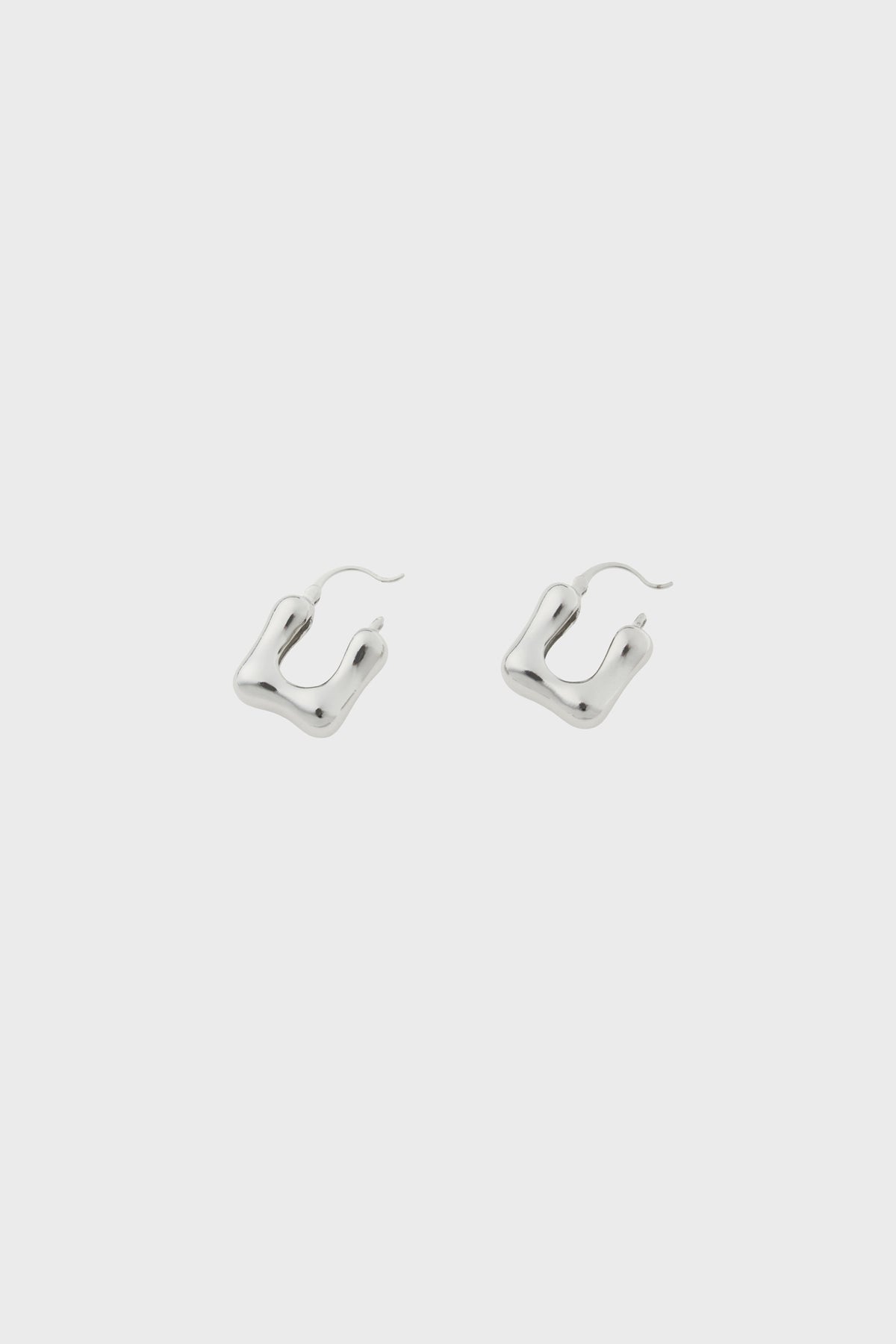 Silver rounded square mini hoop earrings_2