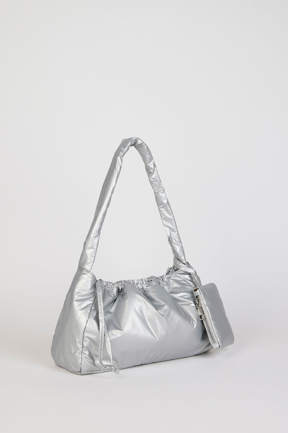 Silver shiny puffer shoulder bag_2