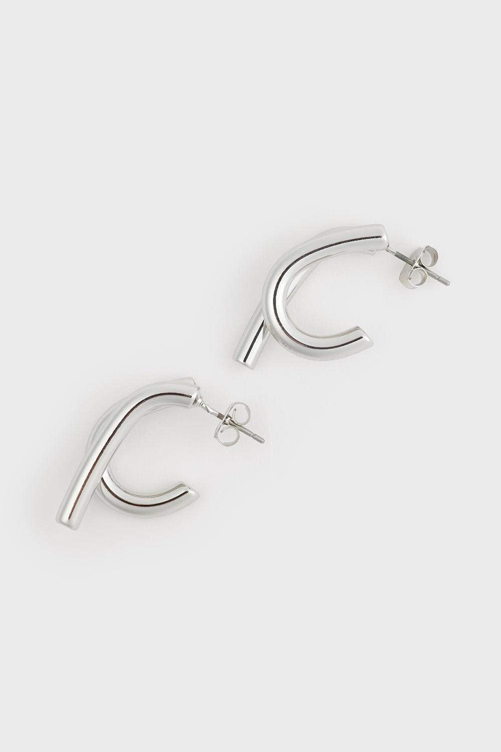 Silver shiny thick layered hoop earrings_3