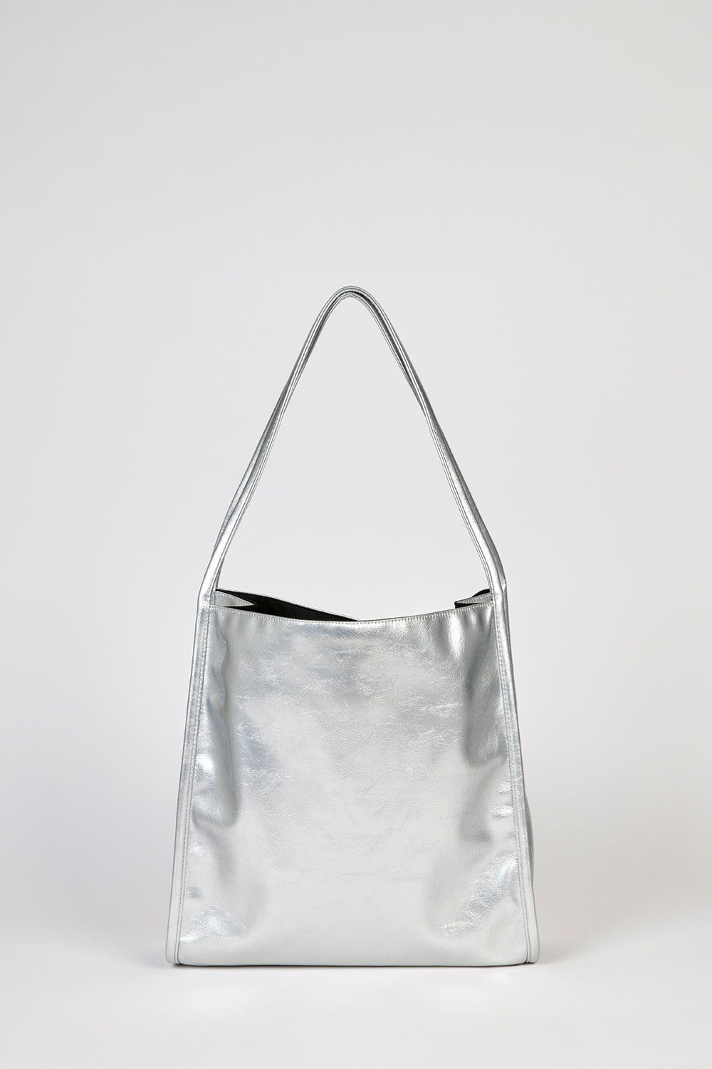 Silver high shine PVC tote bag_1