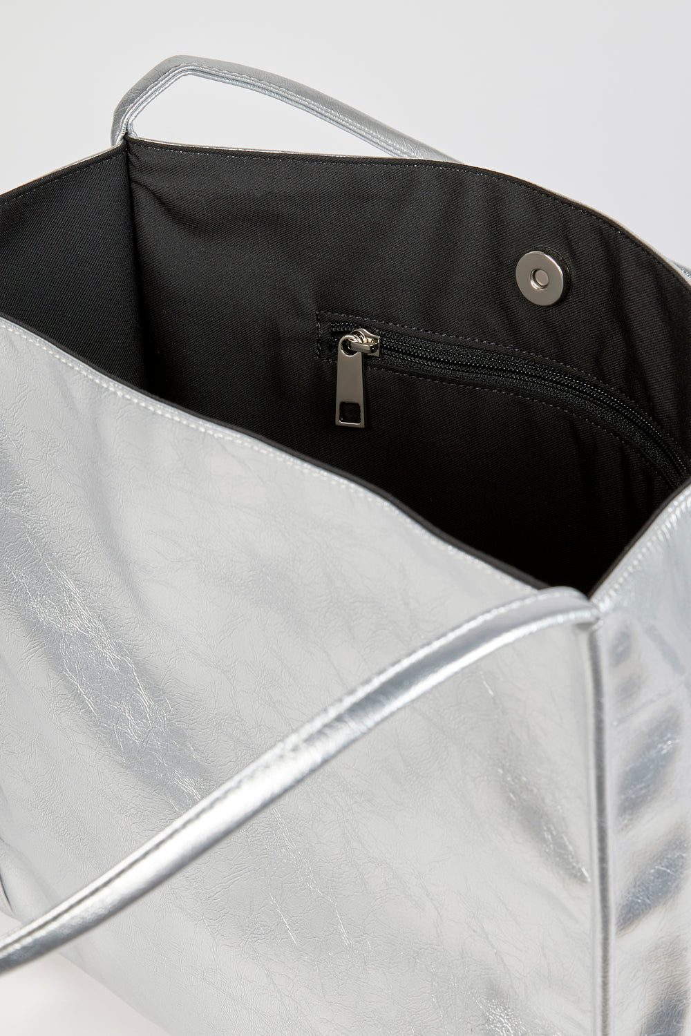 Silver high shine PVC tote bag_3