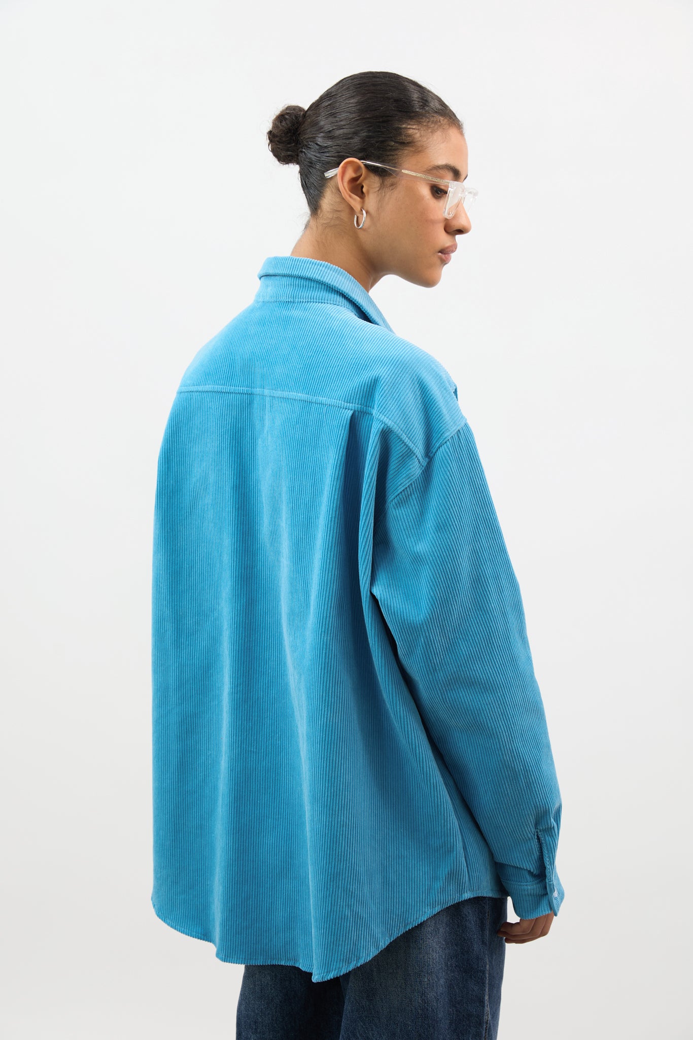 Sky blue thin wale corduroy shirt_2
