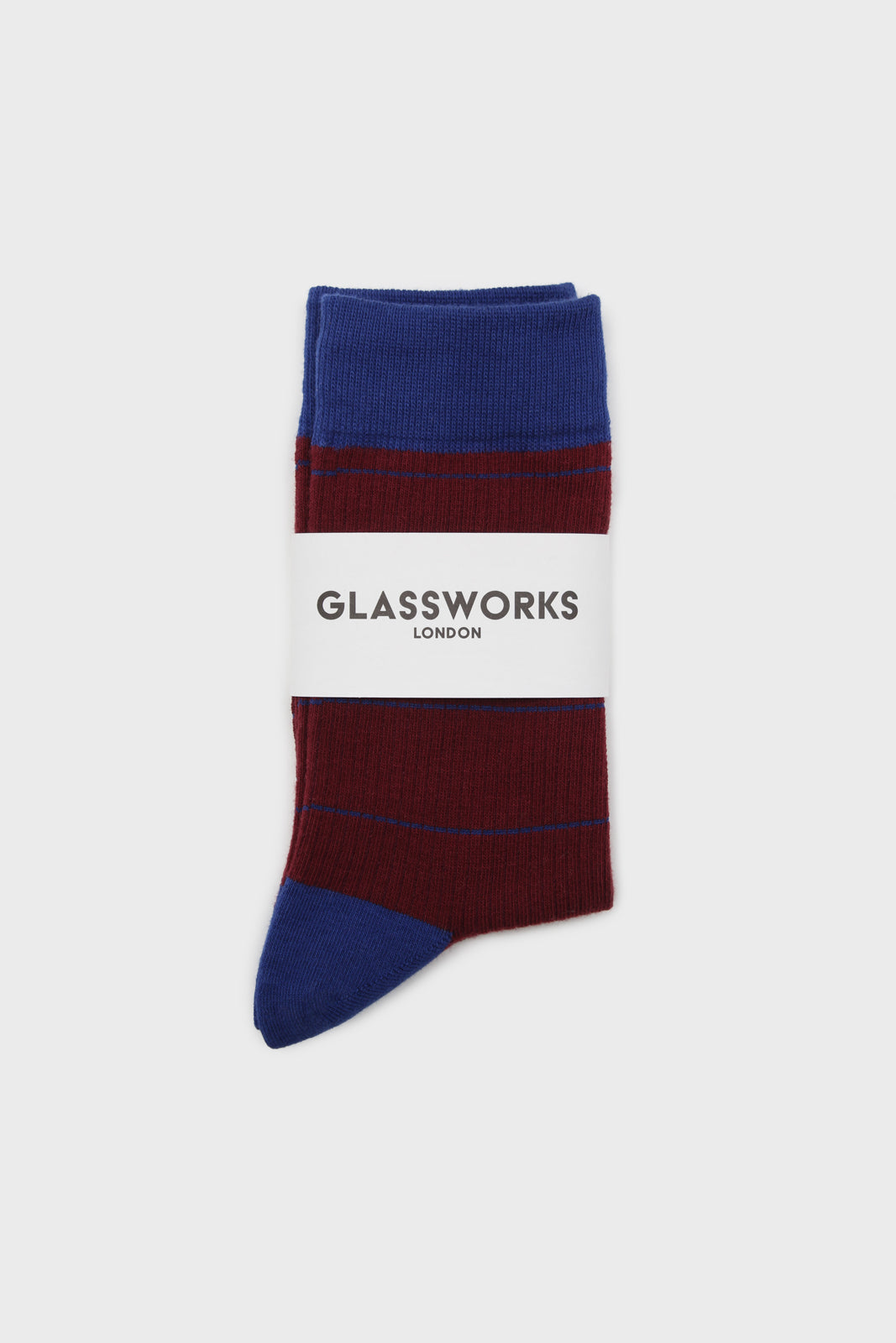 Burgundy and blue vertical stripe socks_4