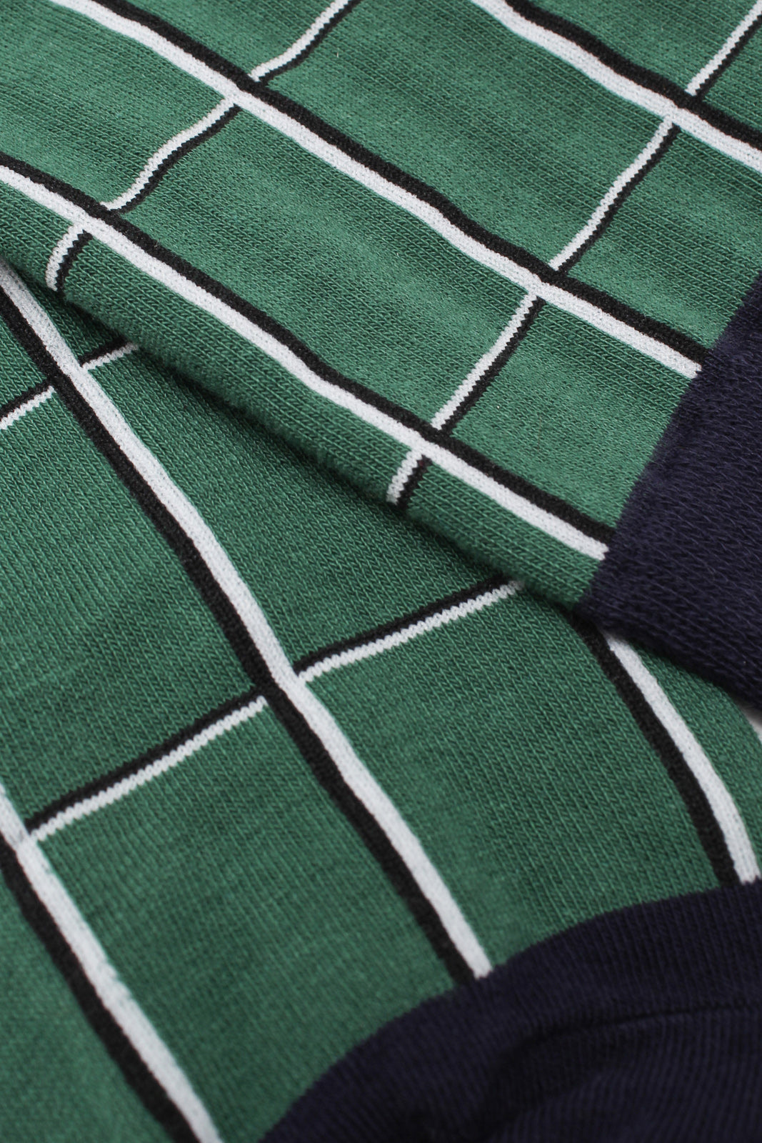 Green and black box check socks_2