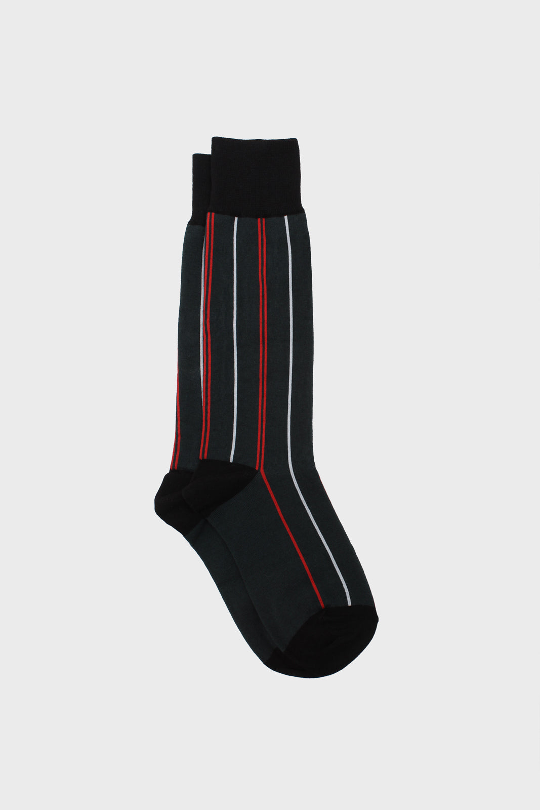 Teal and red striped black trim socks_1