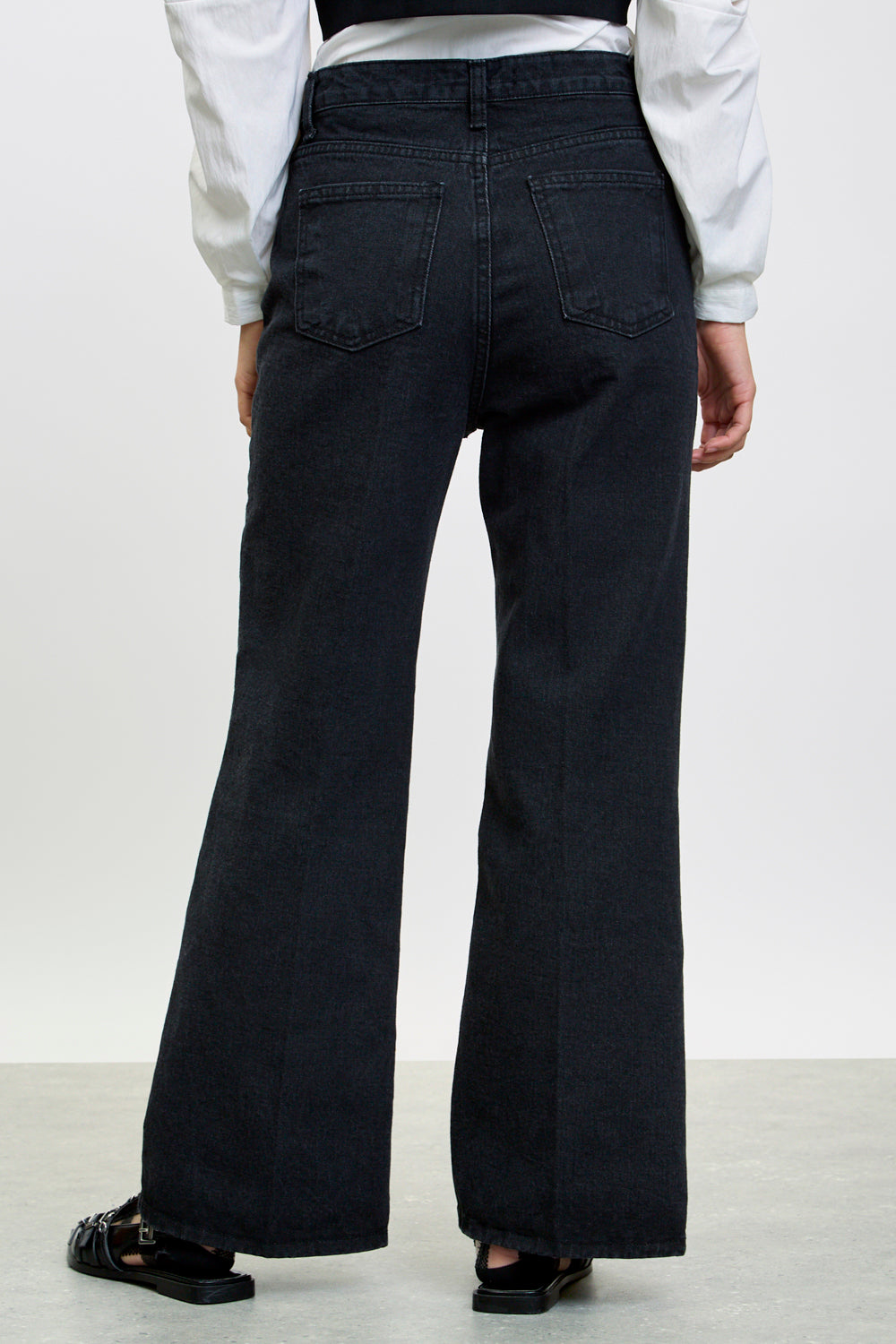 Washed black bootcut jeans_2