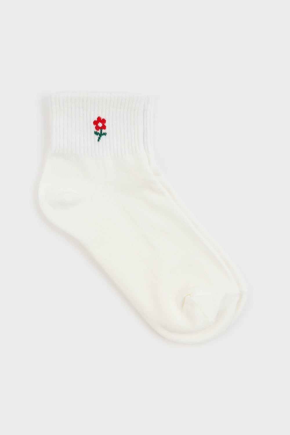 White and red tiny daisy socks_1