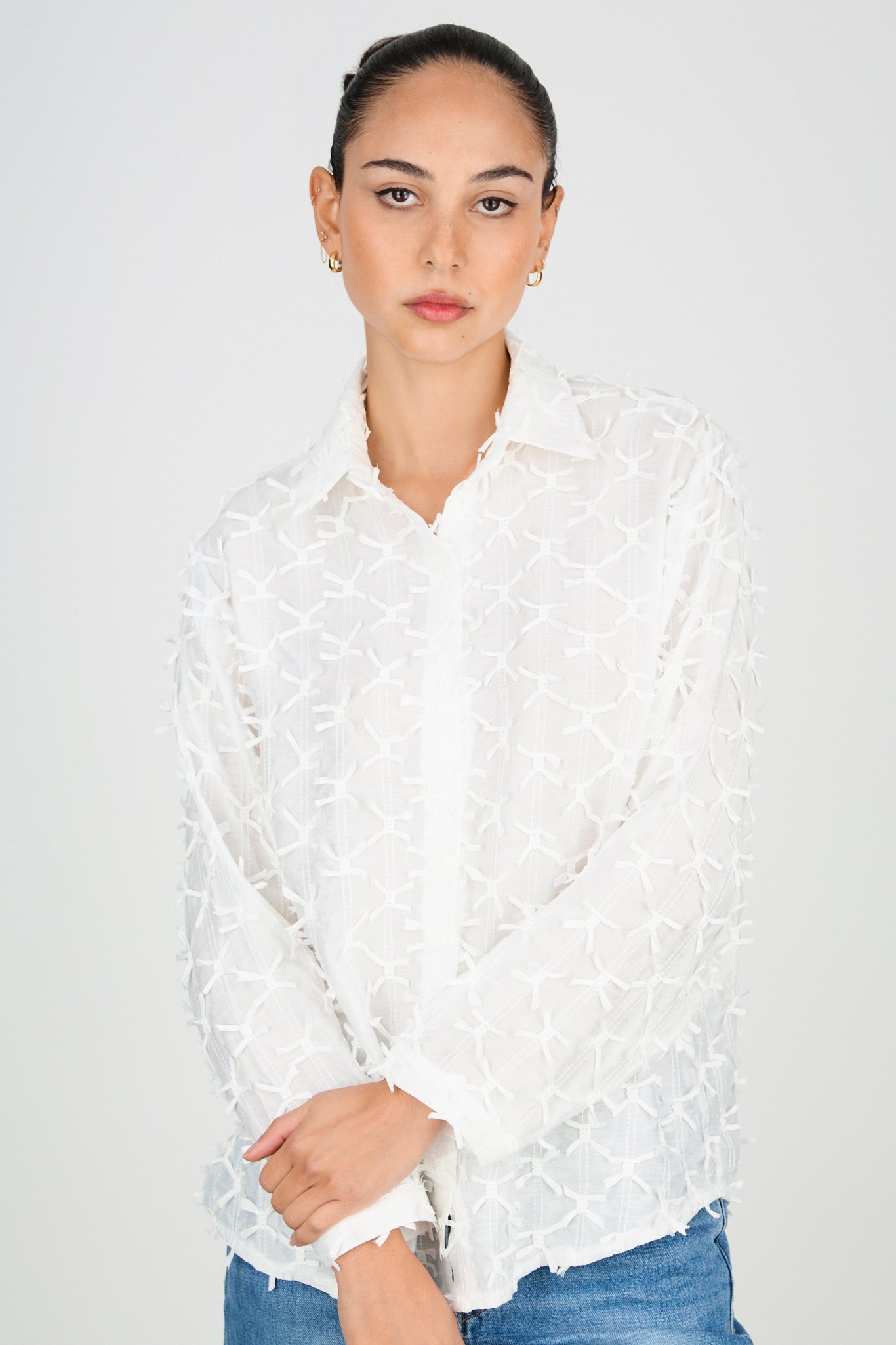 White bowties shirt blouse_1