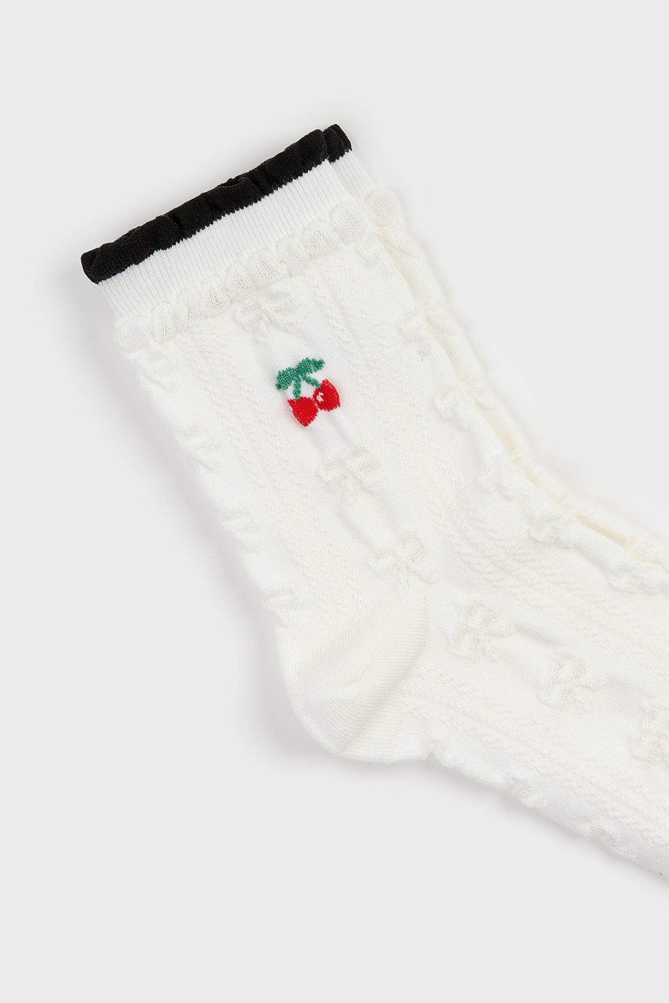 White cherry lace ribbon socks_4
