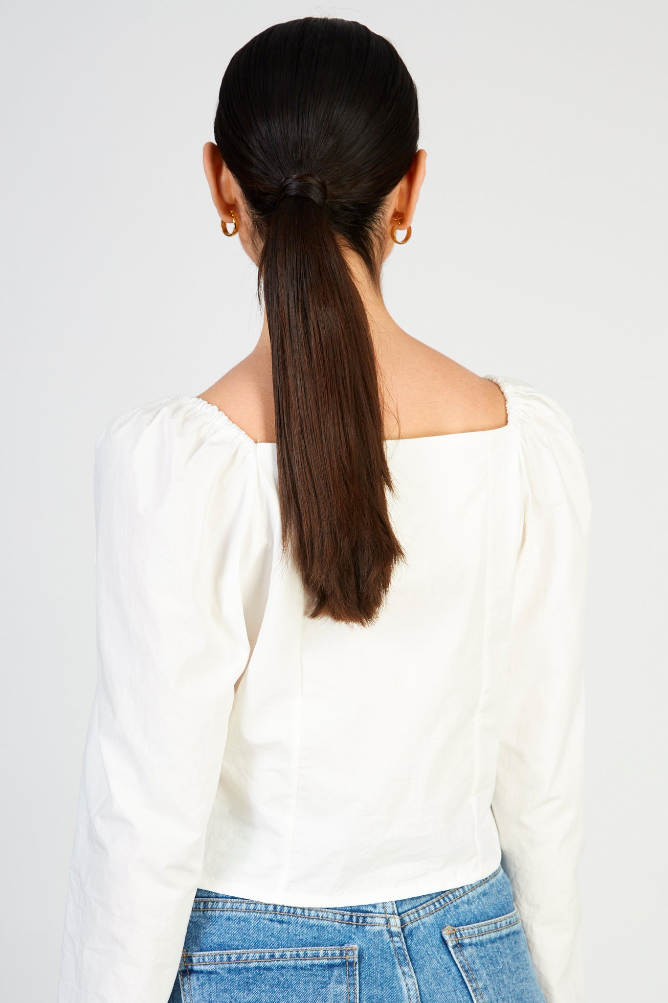 White double bow front sleeve fitted bodice blouse_2