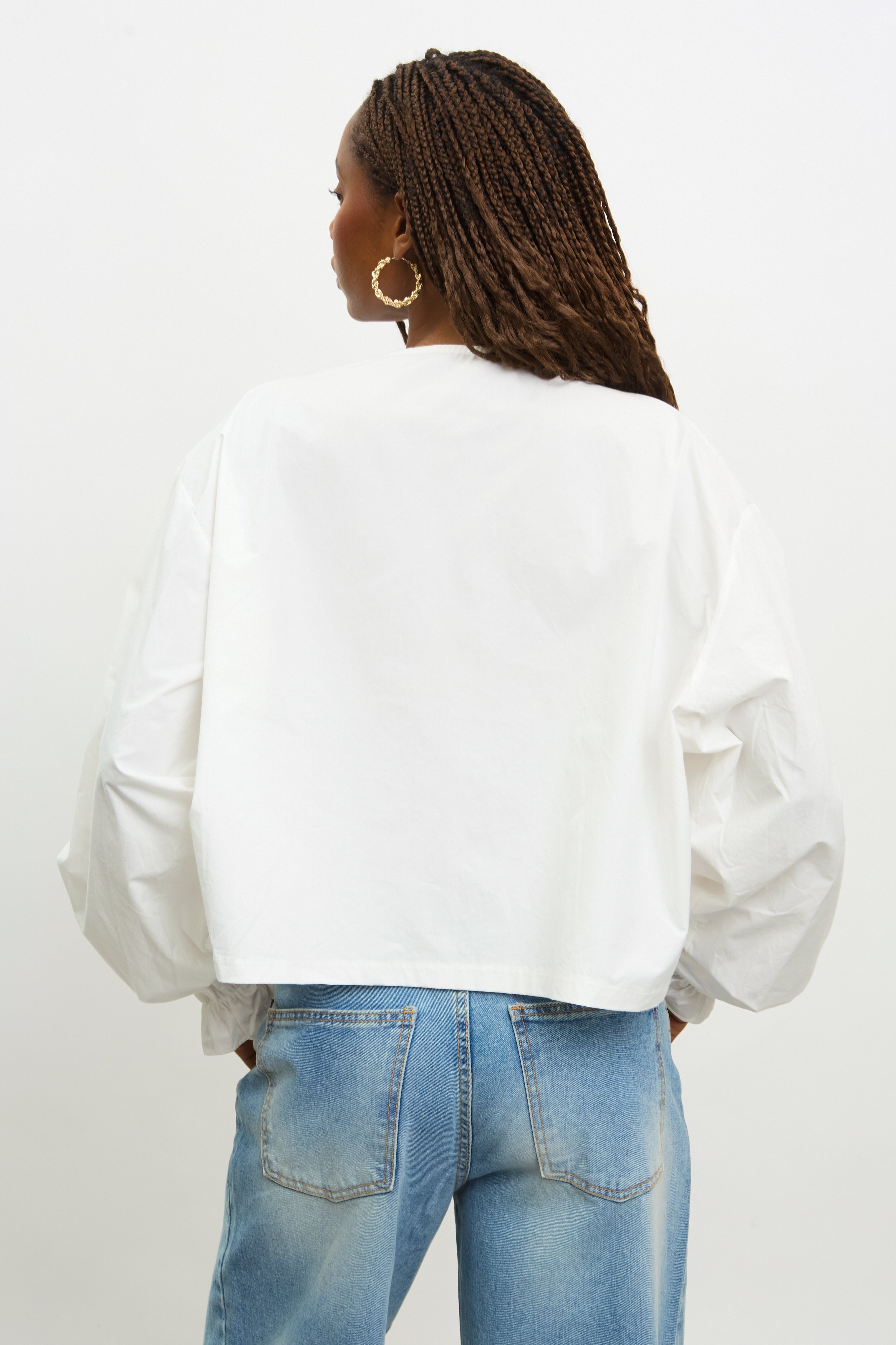 White pure cotton tie front blouse_2