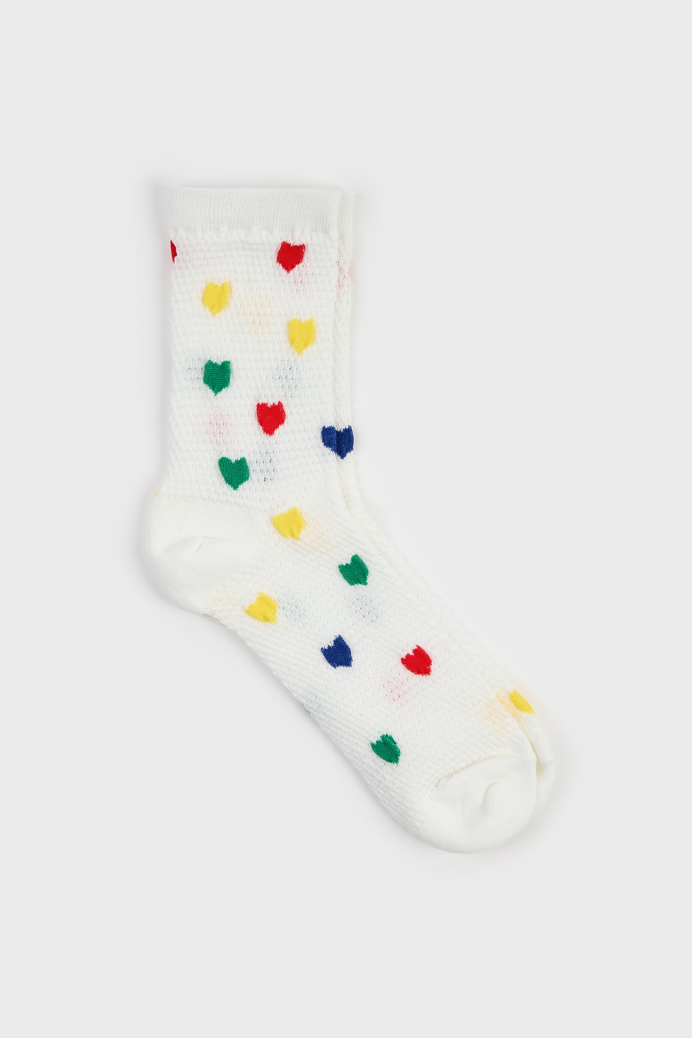 White rainbow heart textured socks_3