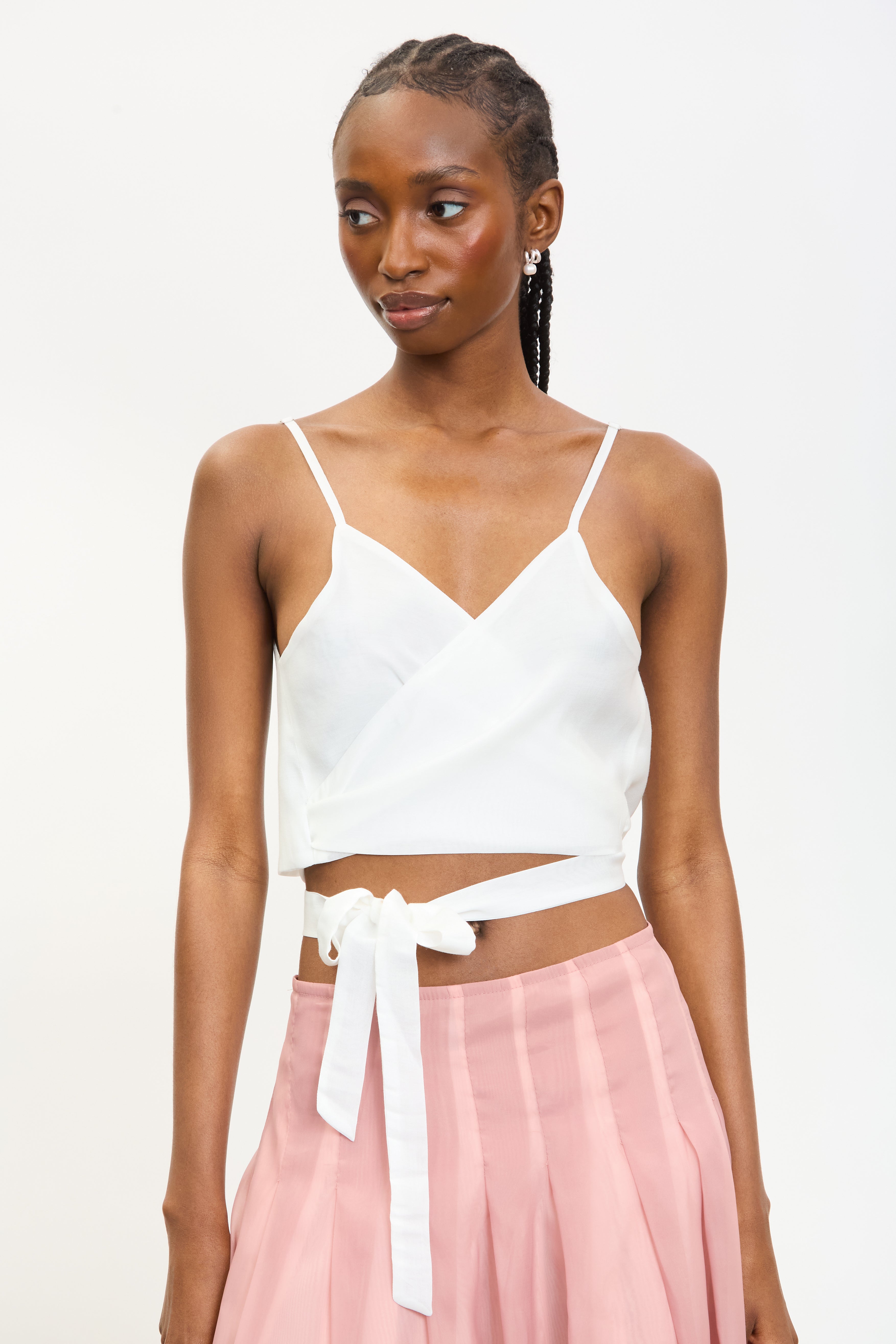 White satin wrap tank blouse_1