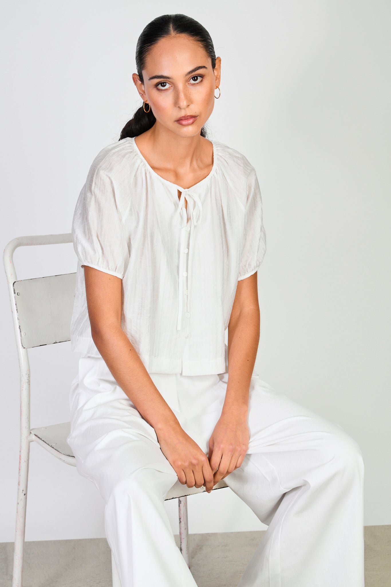 White seamed detail shirt blouse_4