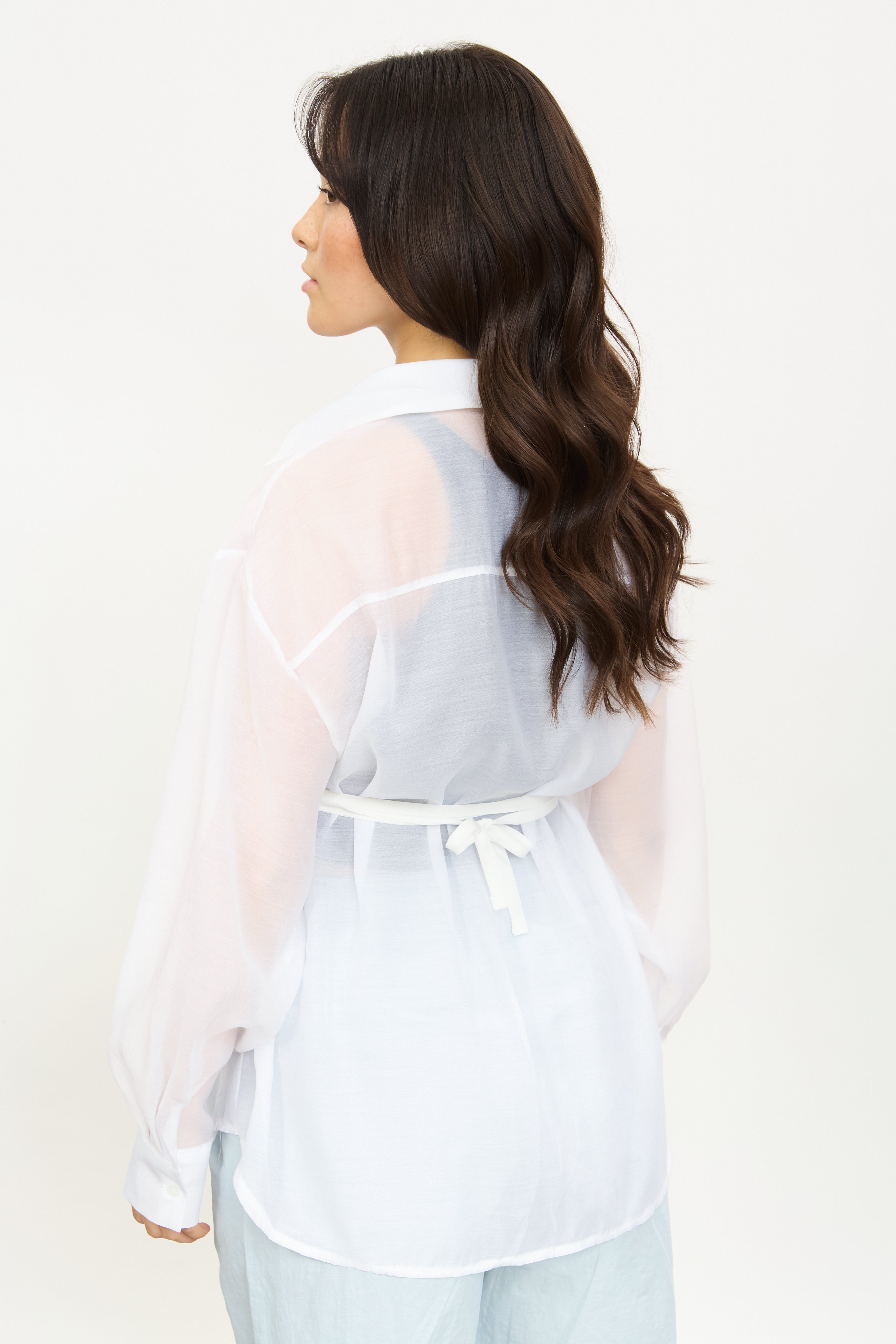 White semi sheer panel front shirt_3