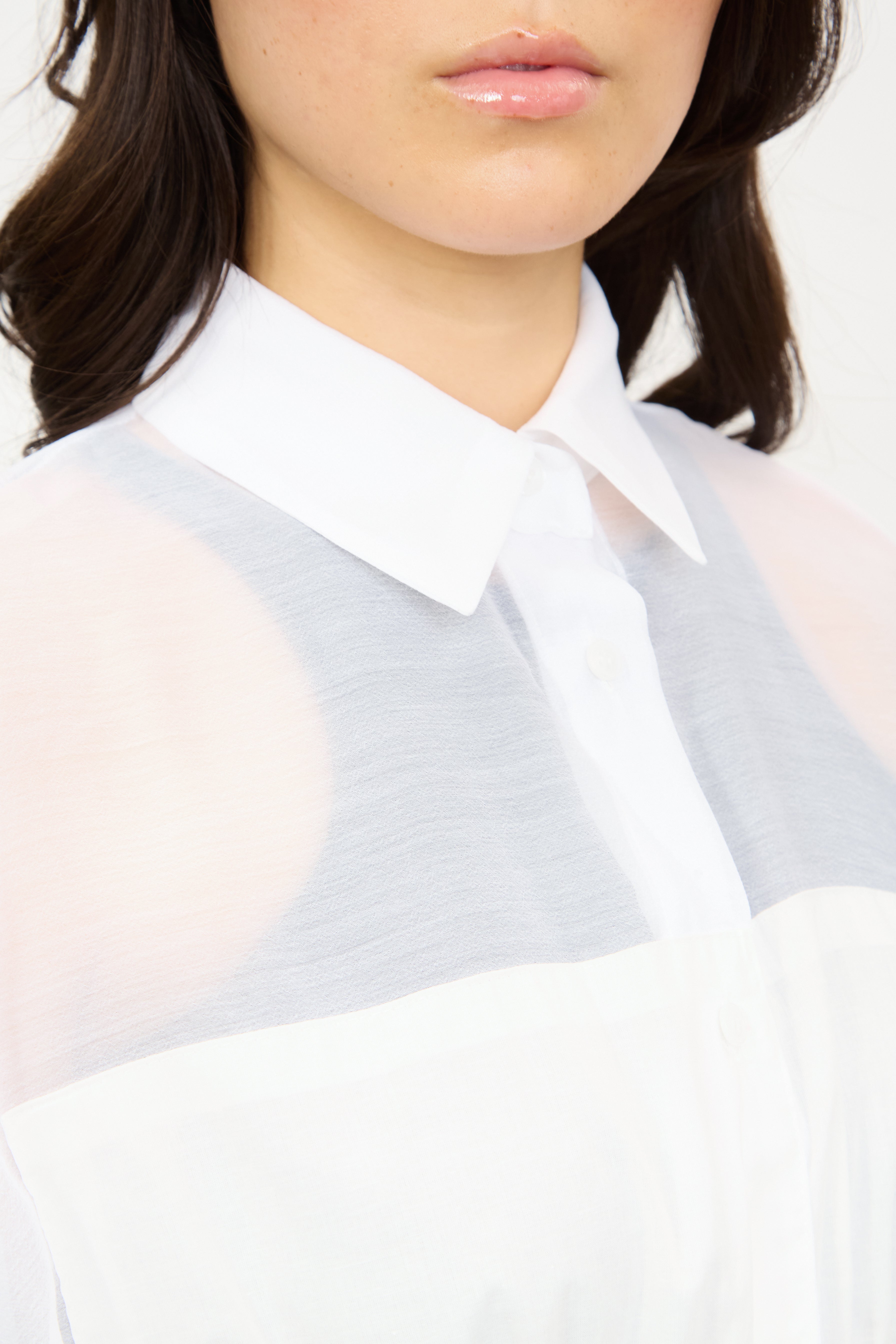 White semi sheer panel front shirt_4