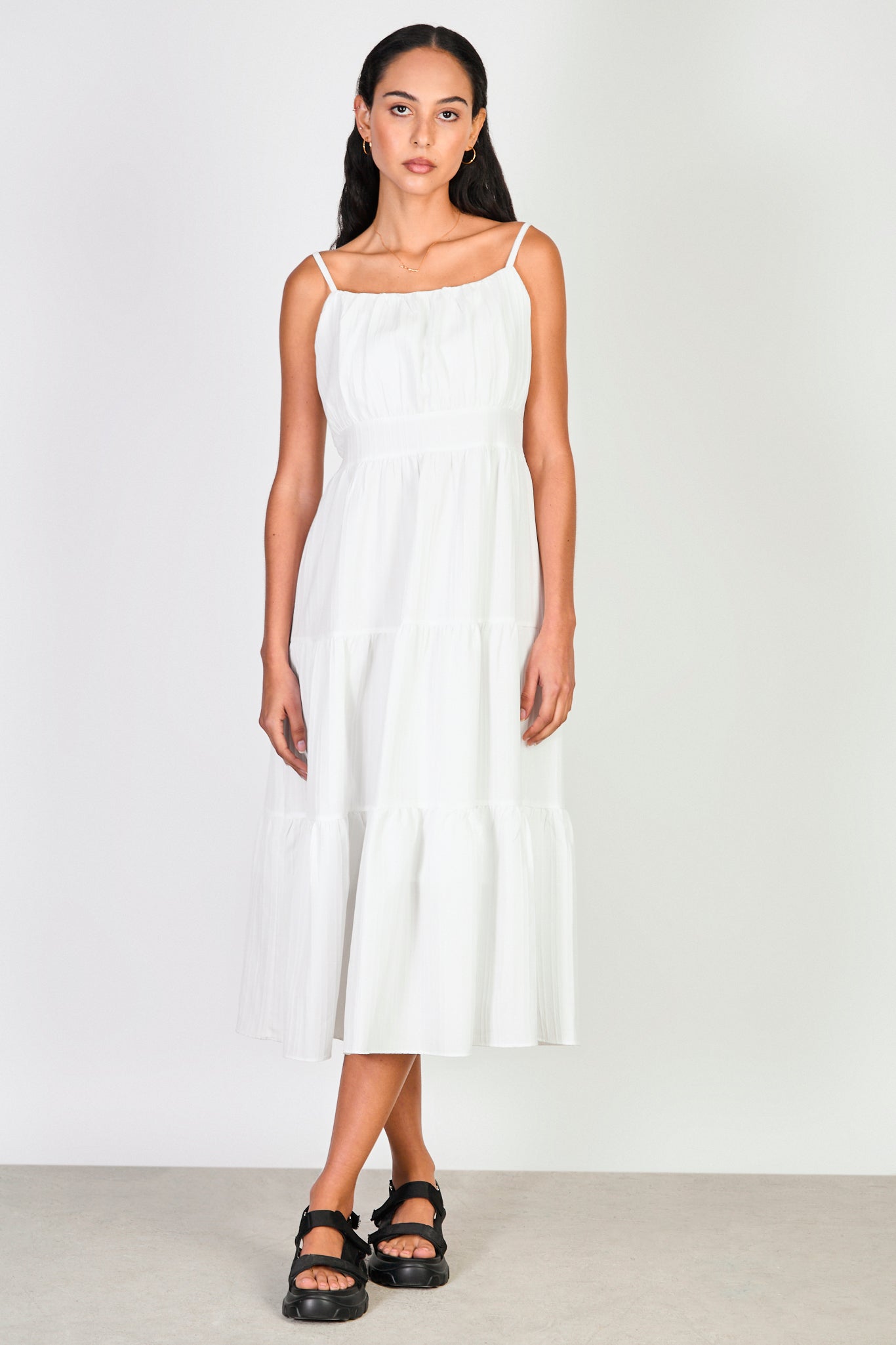 White spaghetti strapped tiered dress_1