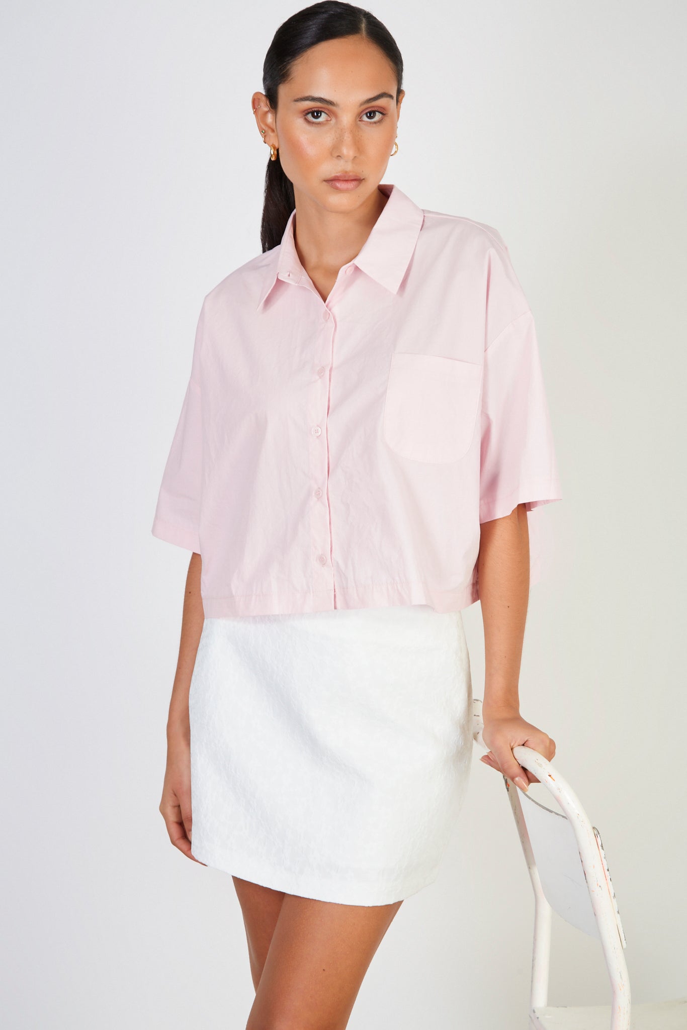 White textured mini skirt_5