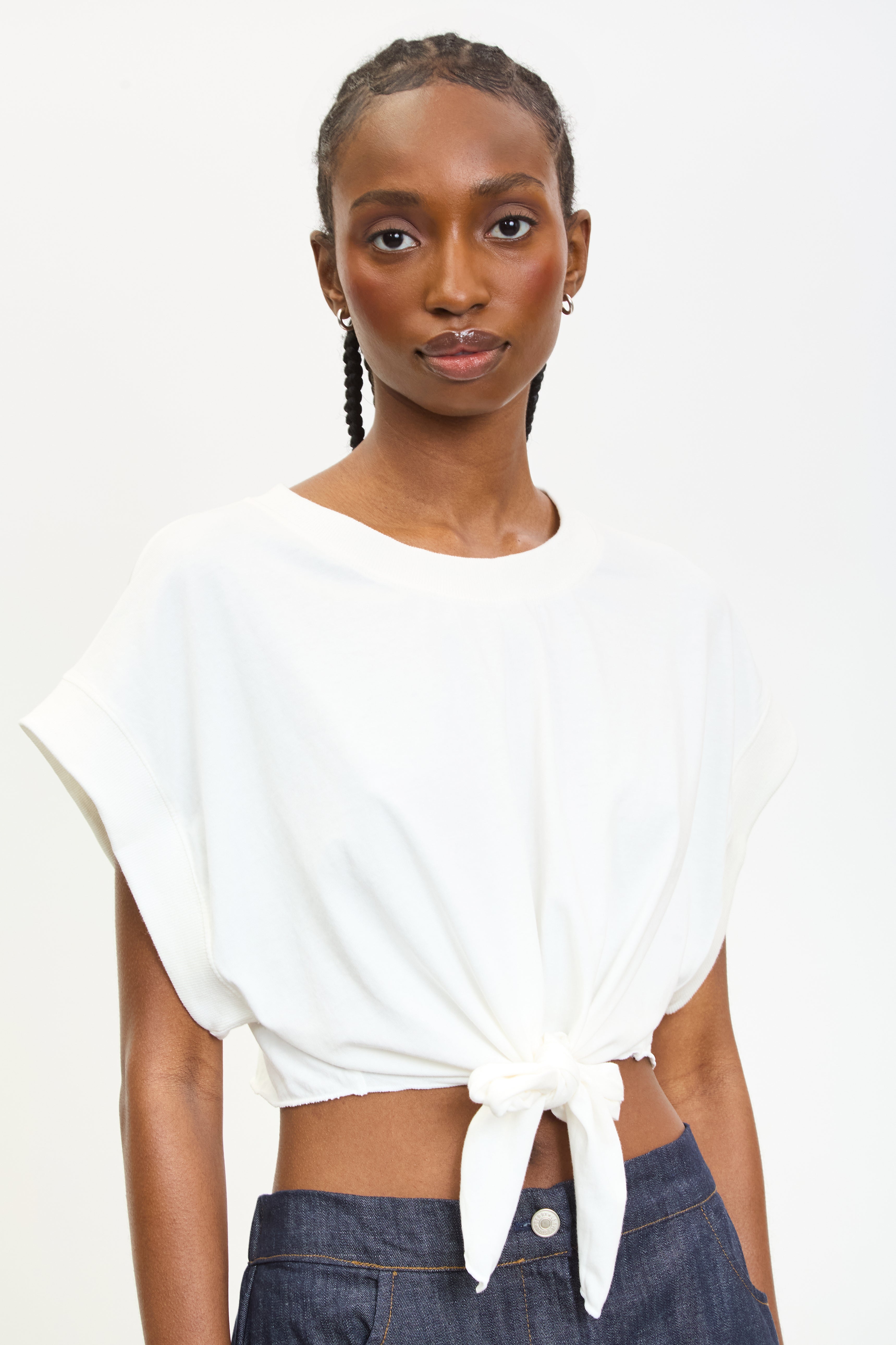 White tie waist sleeveless tee_1