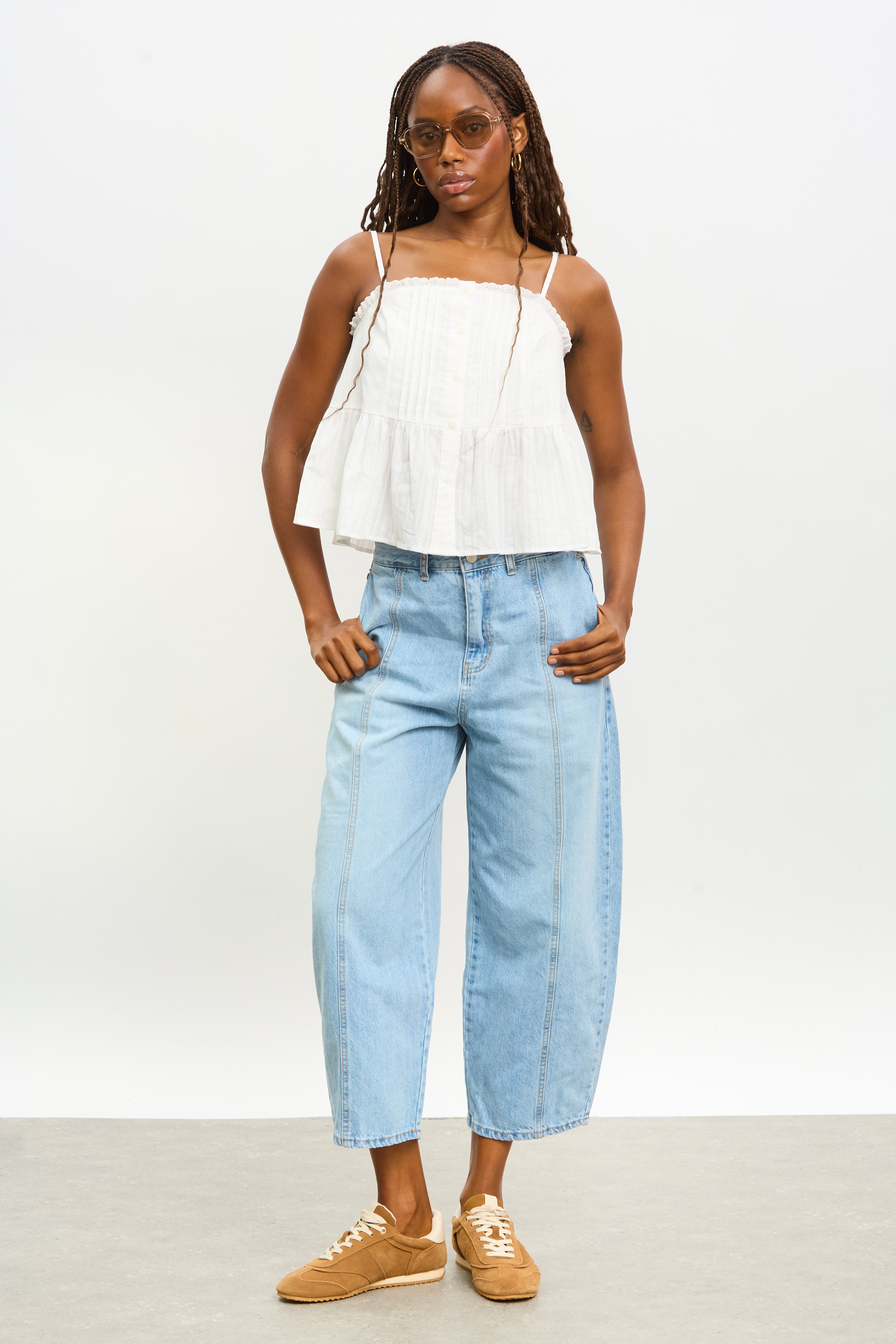 White tiny pleat peplum tank_4