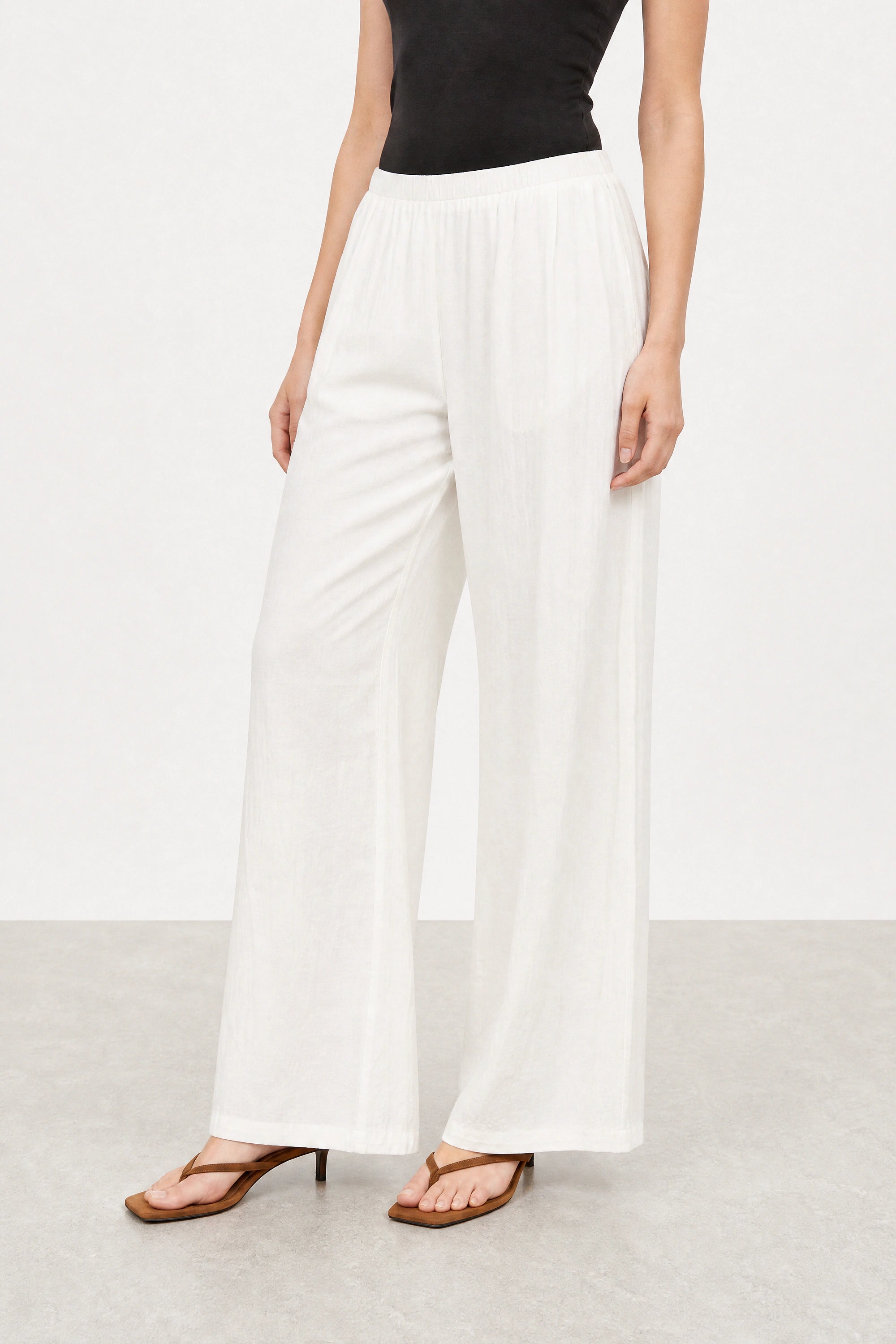 White wide leg floaty trousers_2