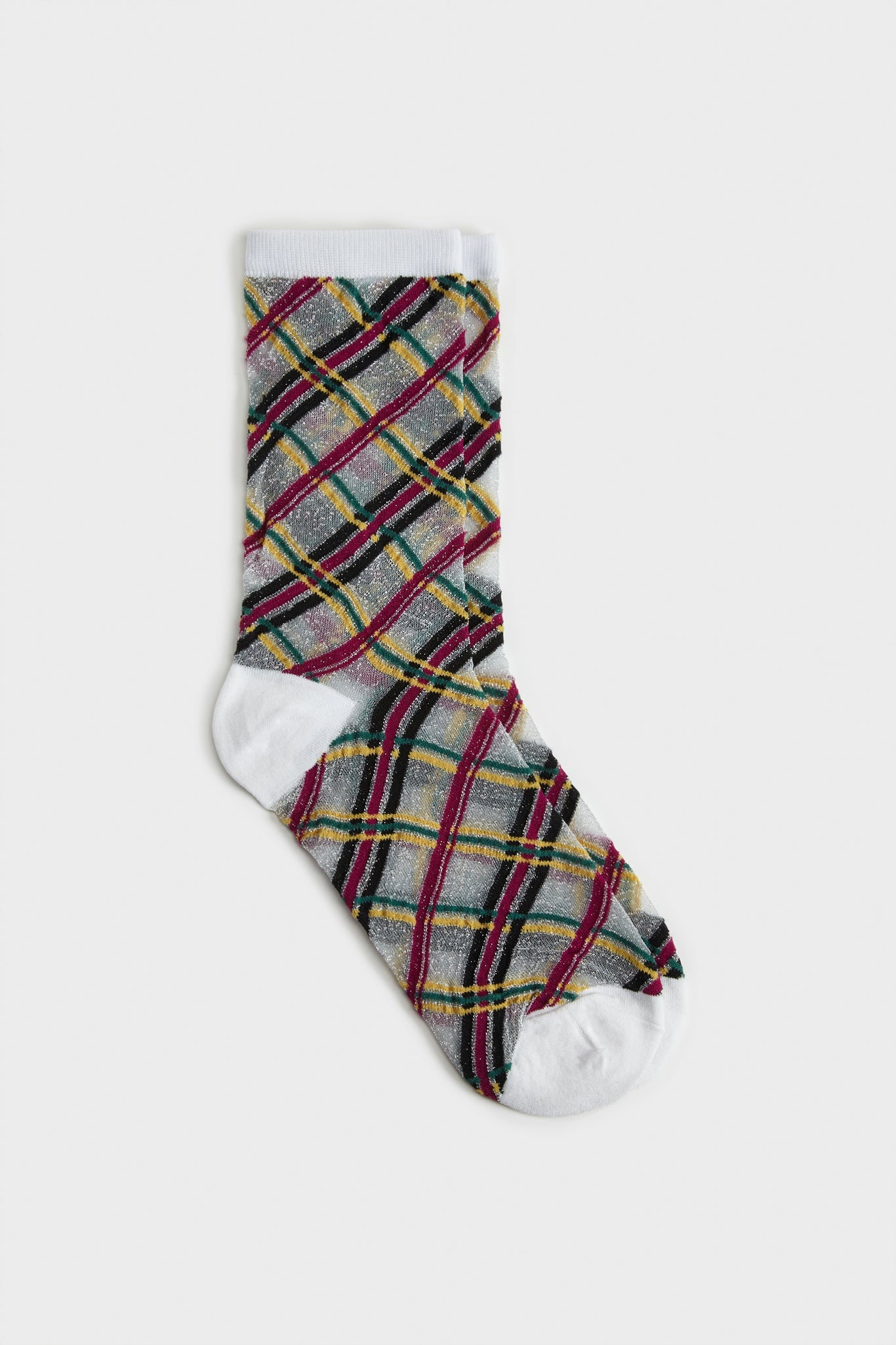 White criss cross multicolour sheer socks_2