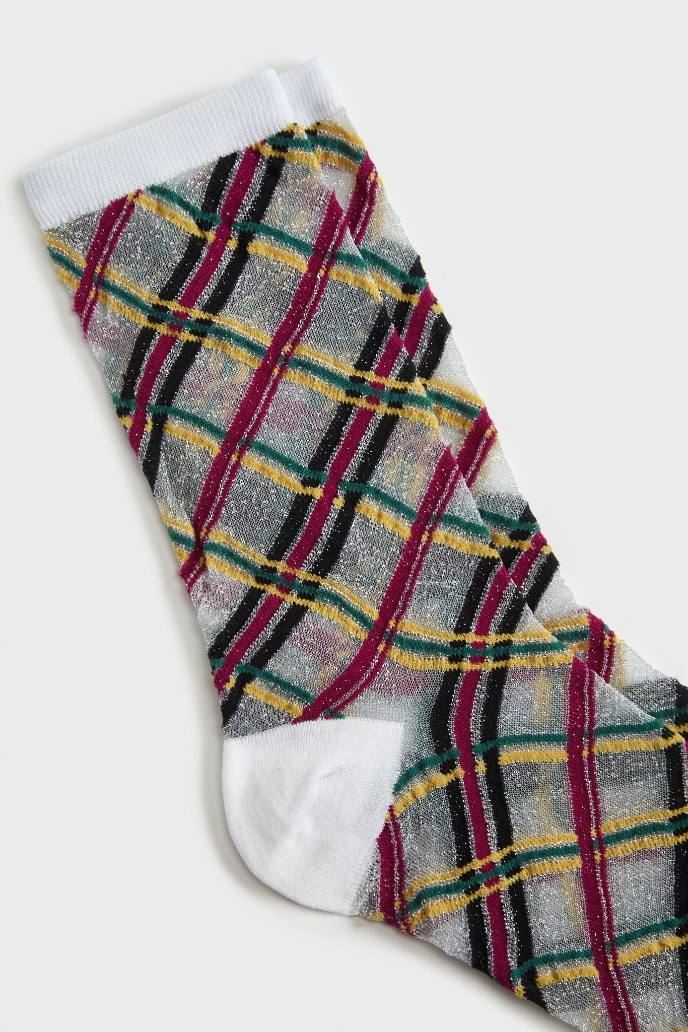 White criss cross multicolour sheer socks_3