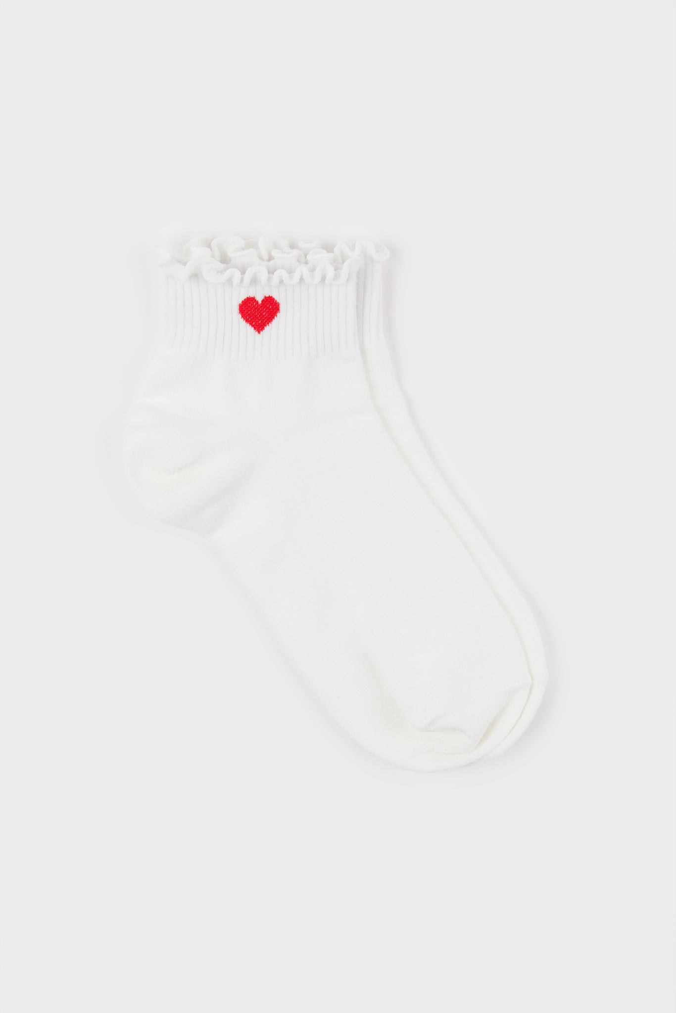 Ruffle trim heart ankle socks - Set of 3_4