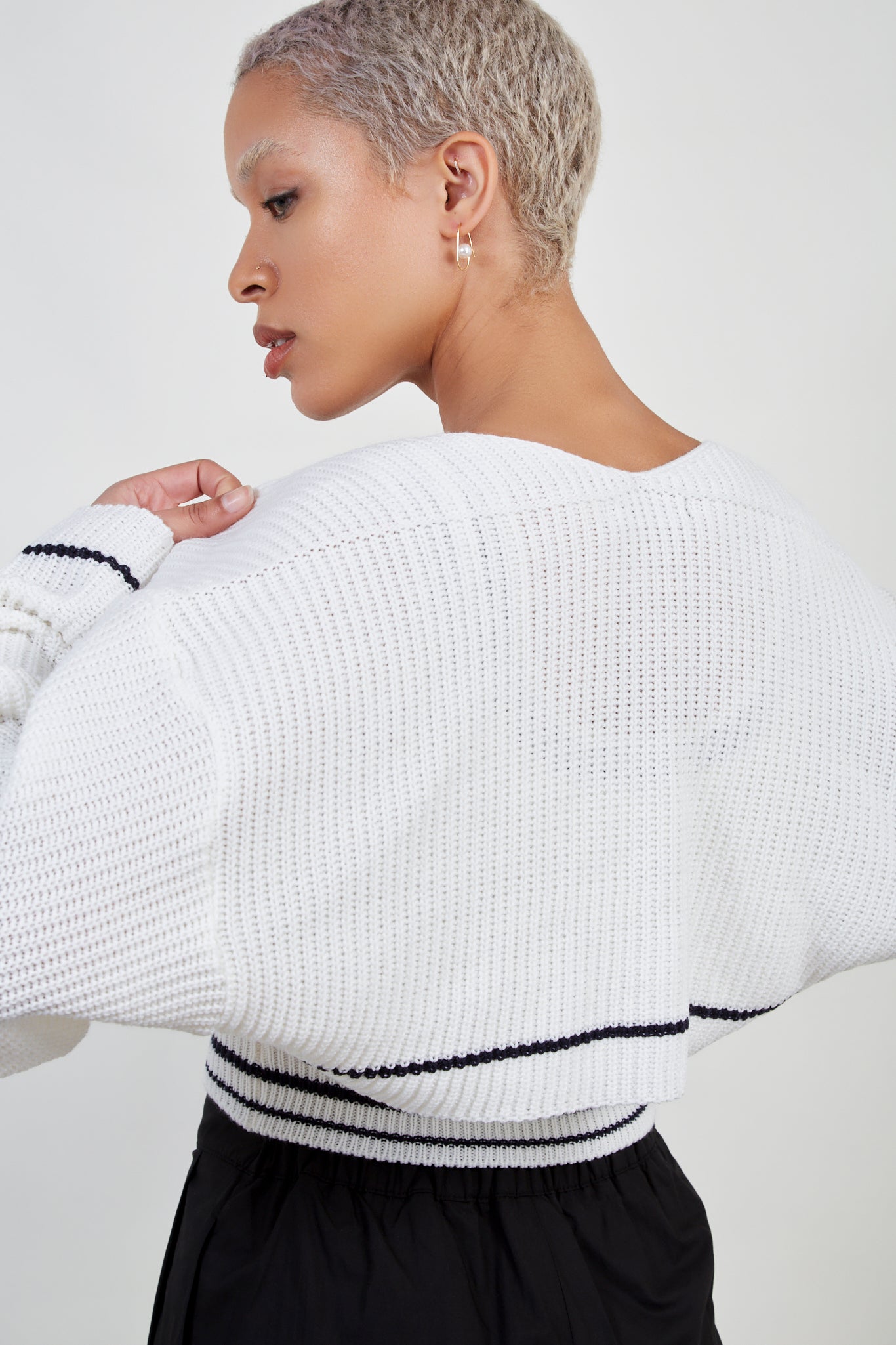 White varsity trim knit tank set_4