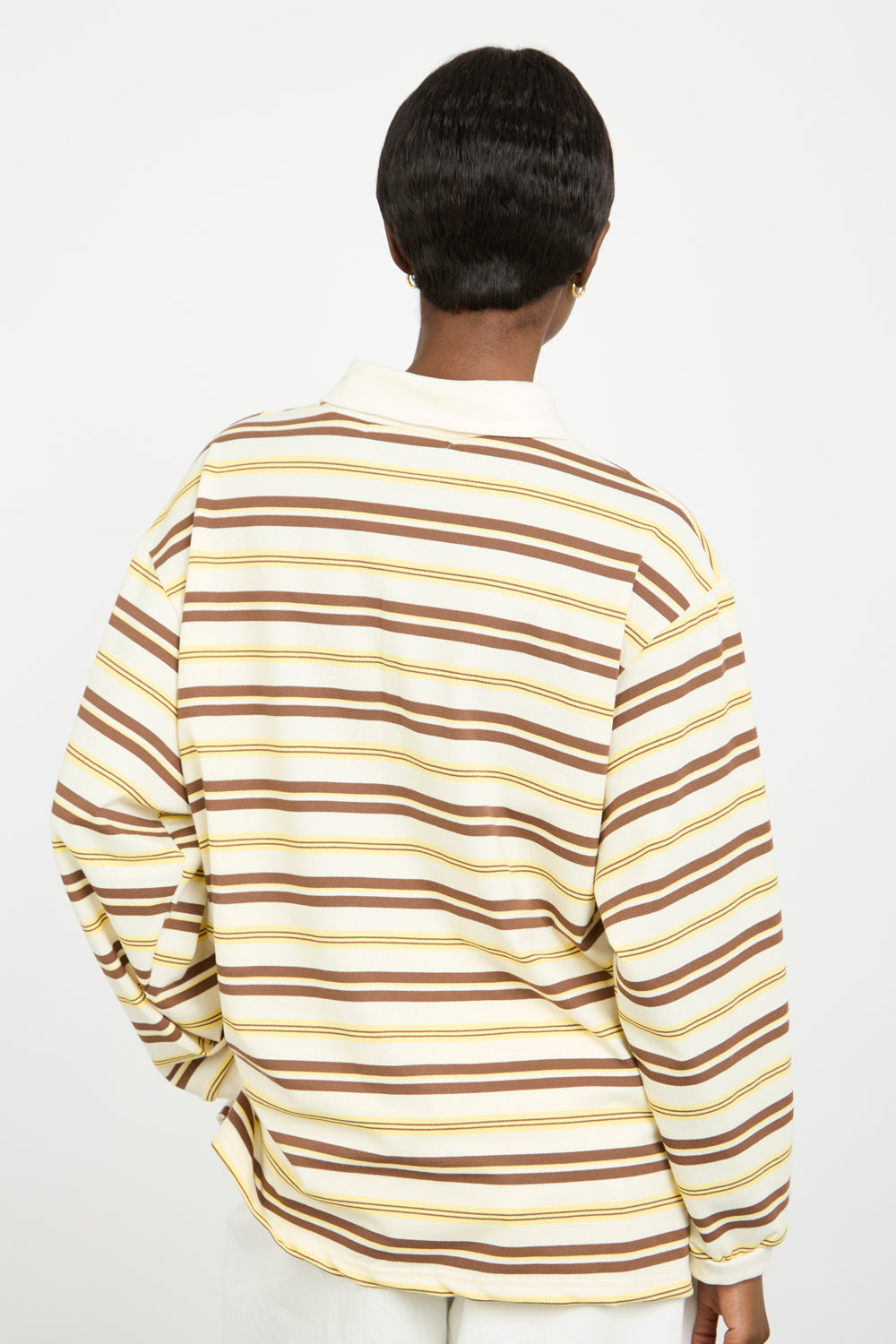 Yellow and brown multi striped rubgy shirt_2