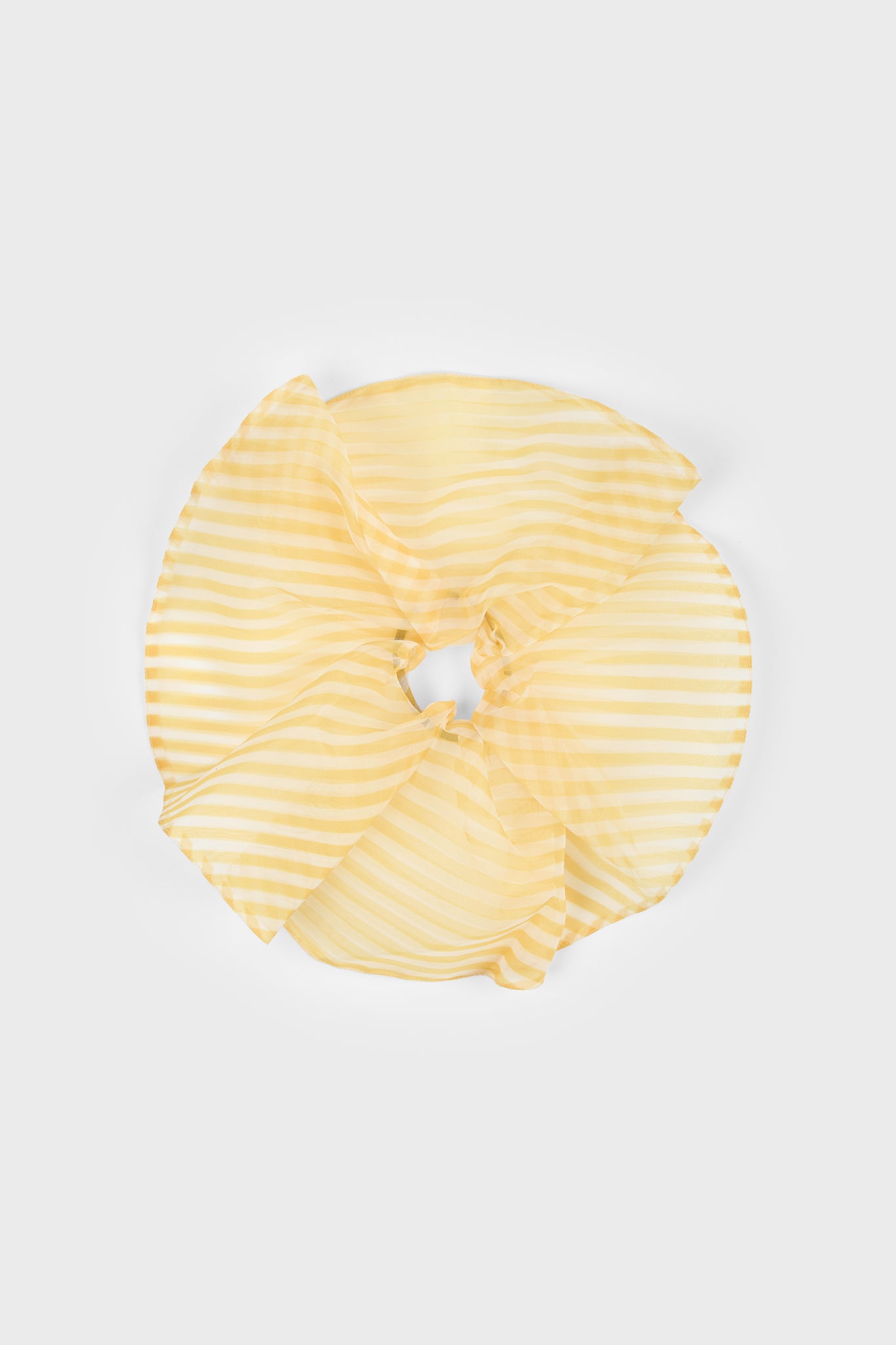 Yellow and white striped semi sheer scrunchie_1