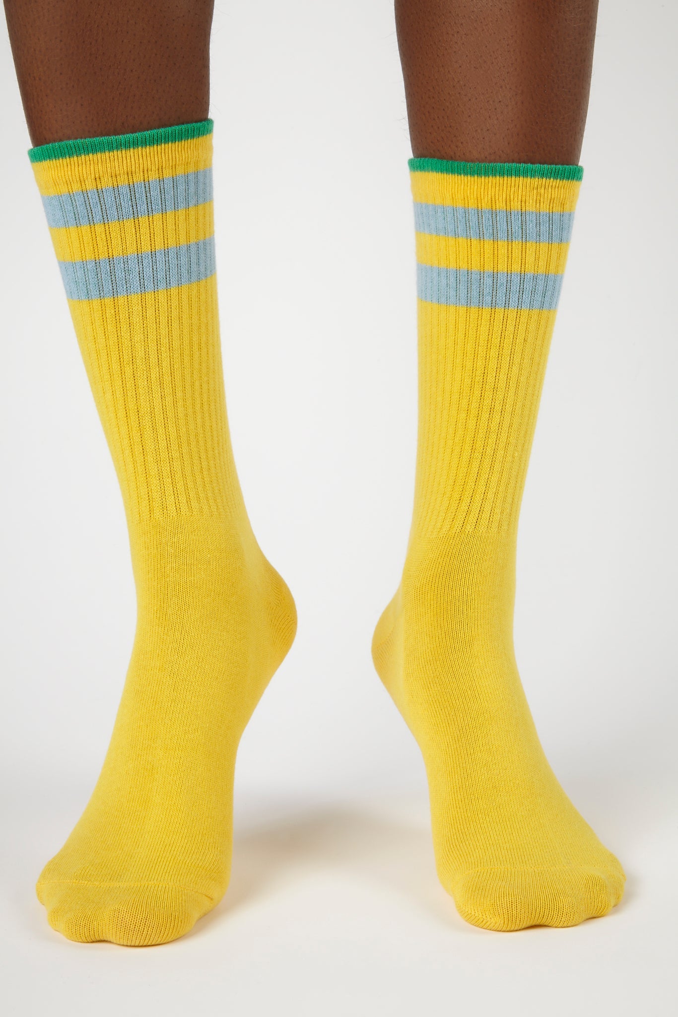 Yellow and blue thick varsity stripe socks_4
