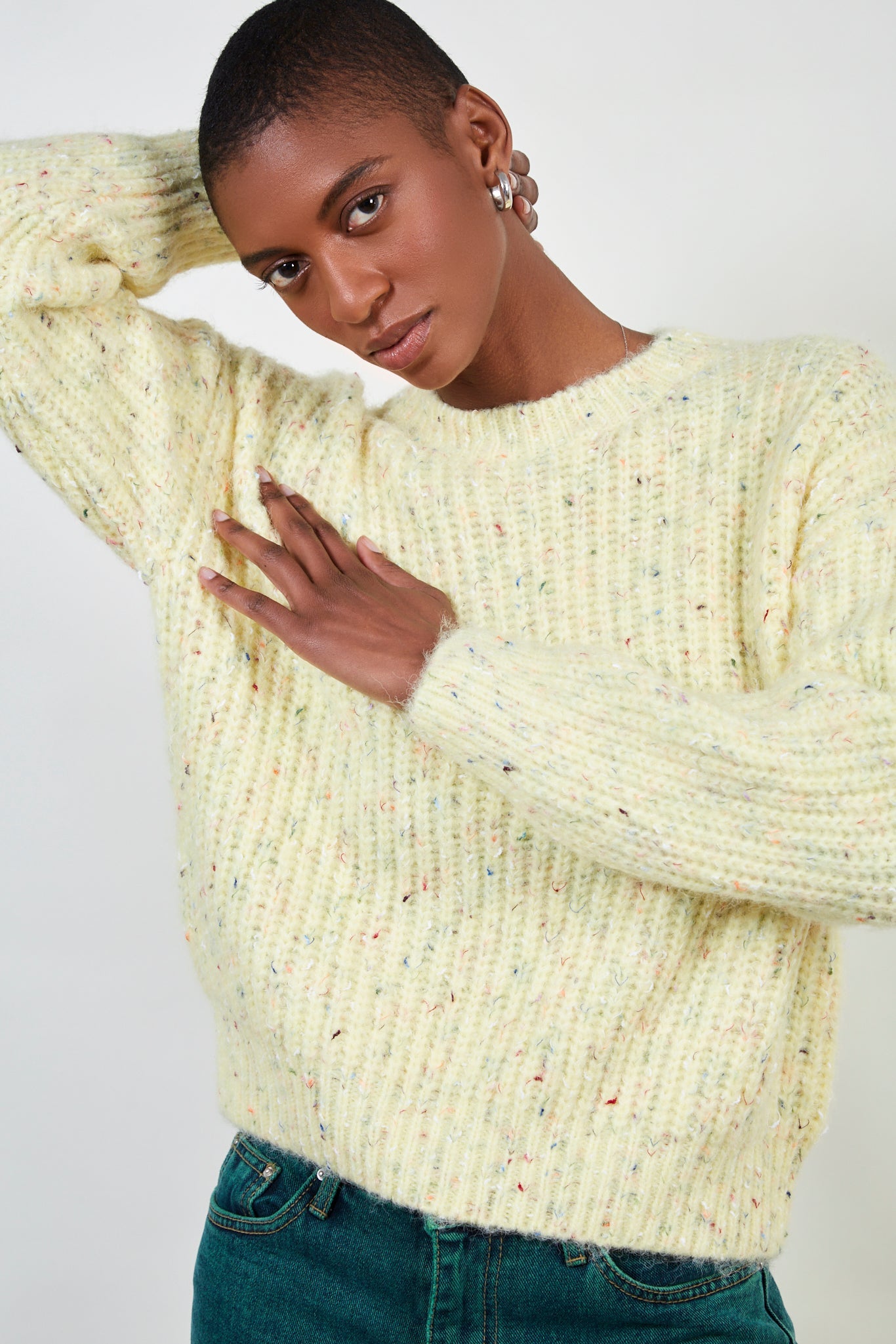 Yellow rainbow fleck ribbed jumper_3