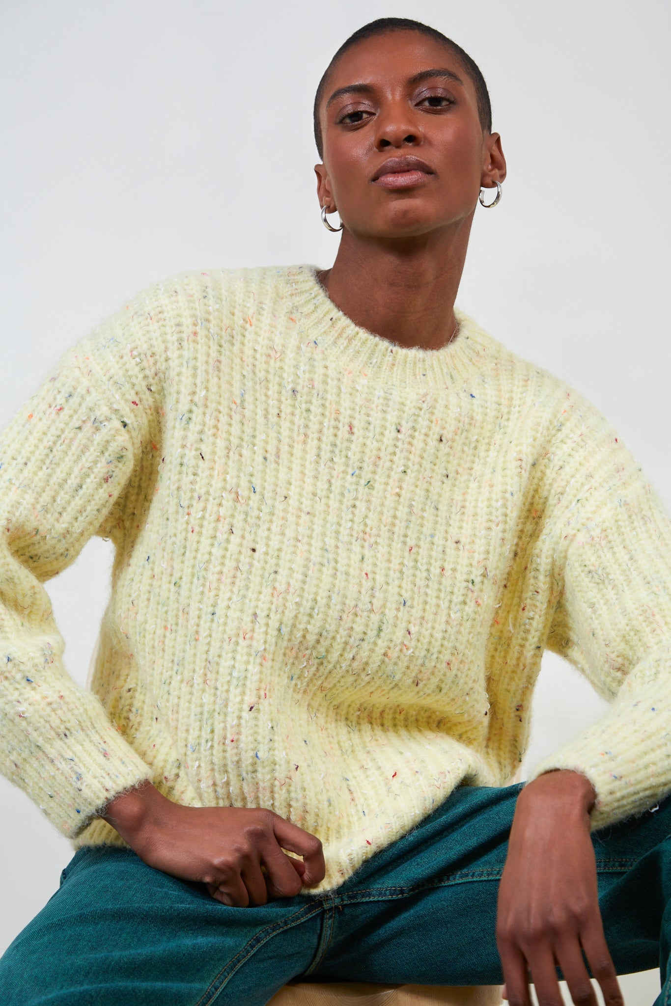 Yellow rainbow fleck ribbed jumper_5