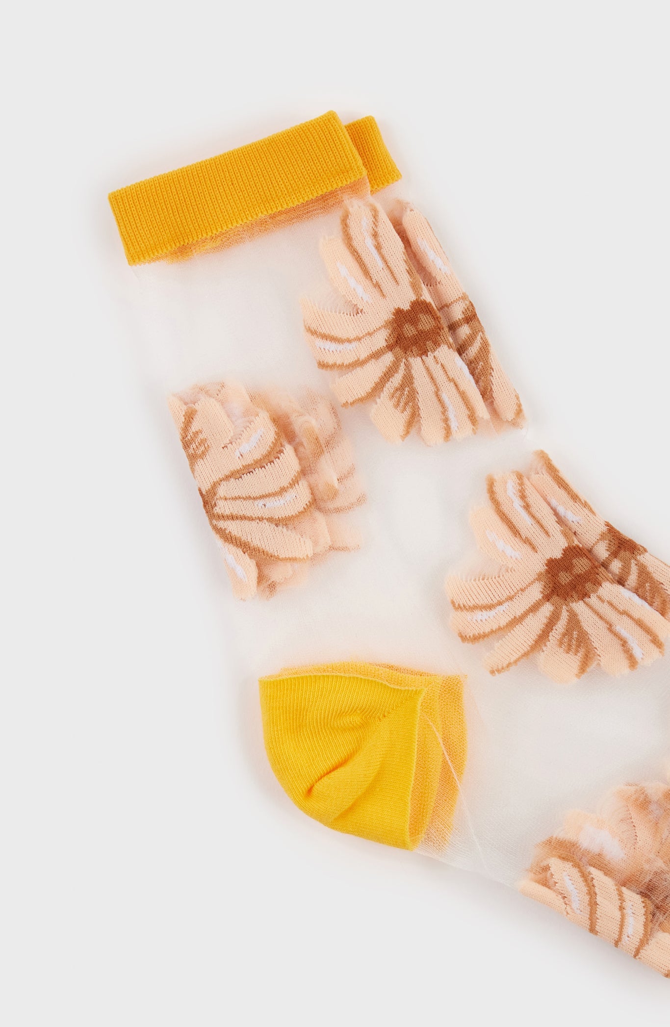 Yellow sheer floral socks_4