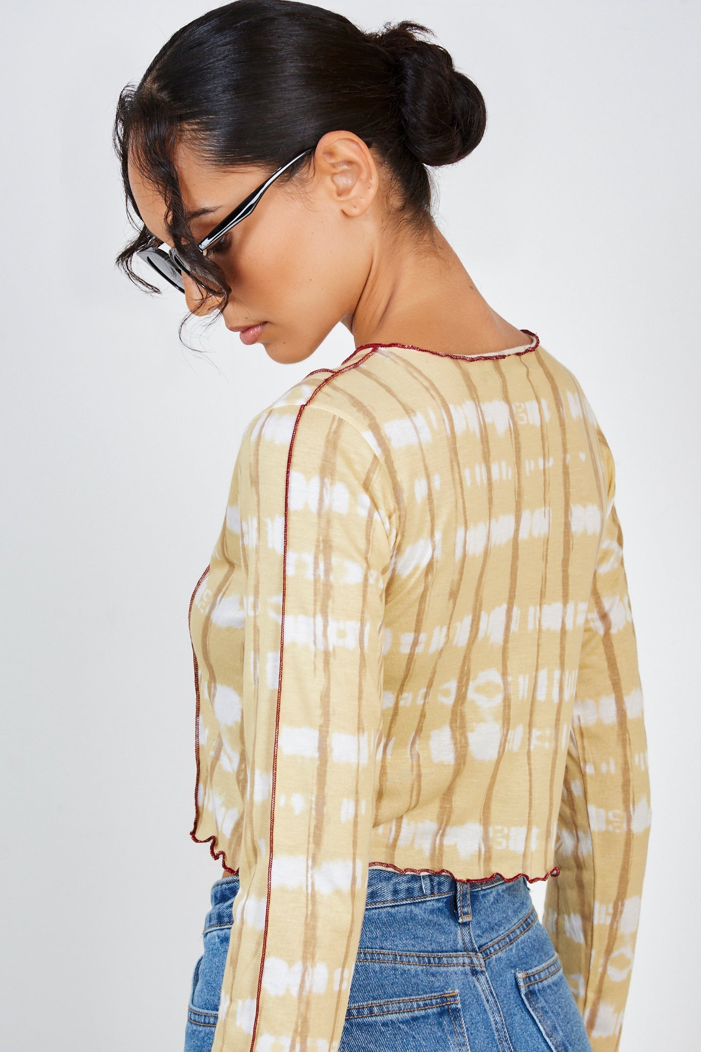 Yellow tie dye long sleeved top_2