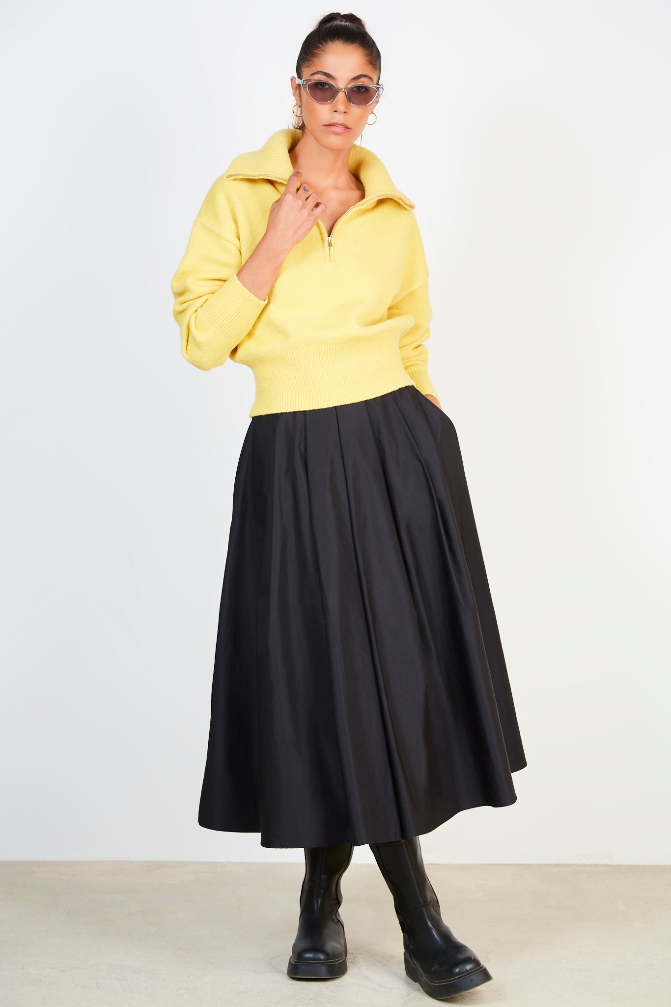 Yellow zip neck collared jumper_3