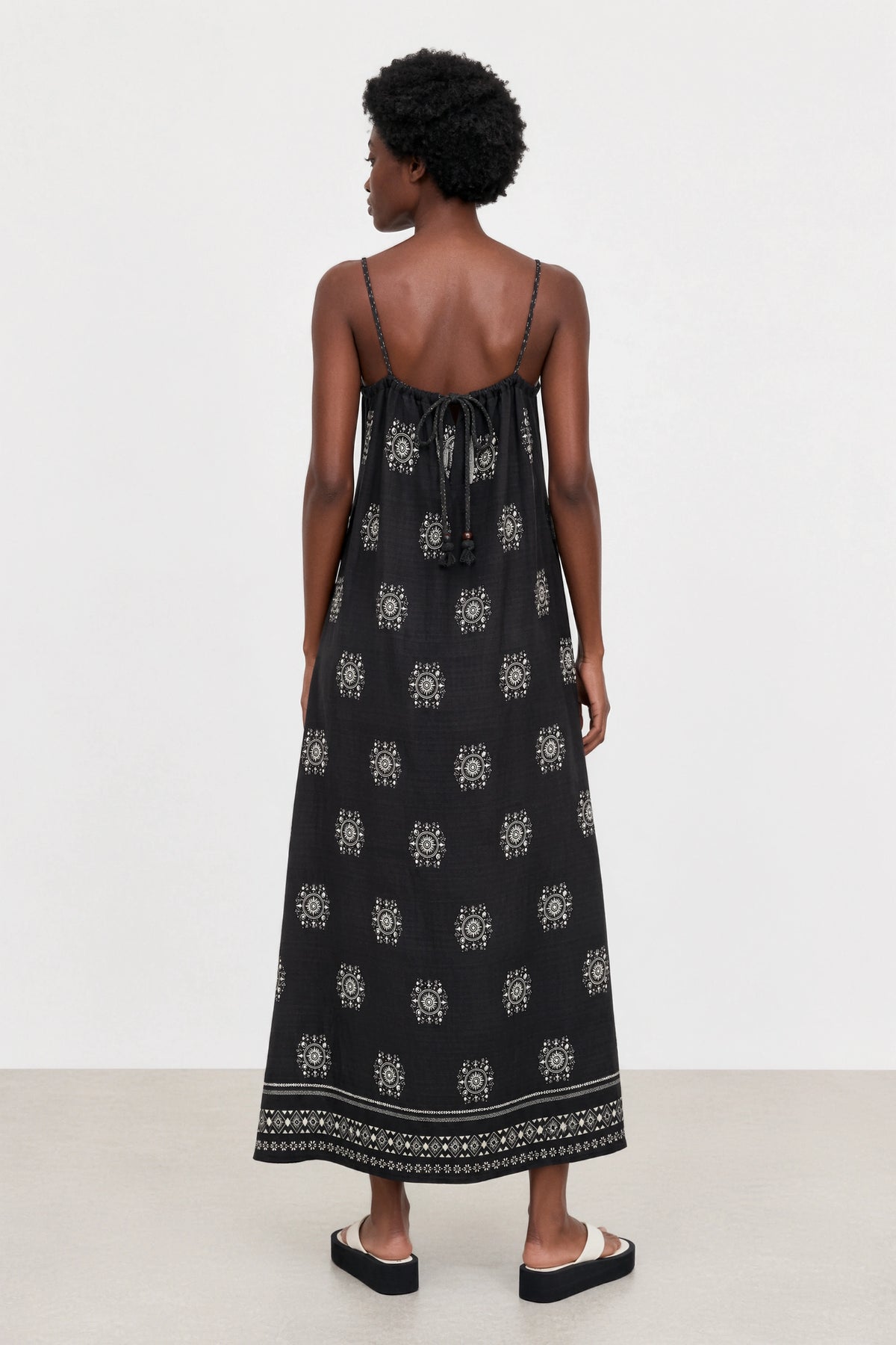Black and white printed linen blend maxi dress_2
